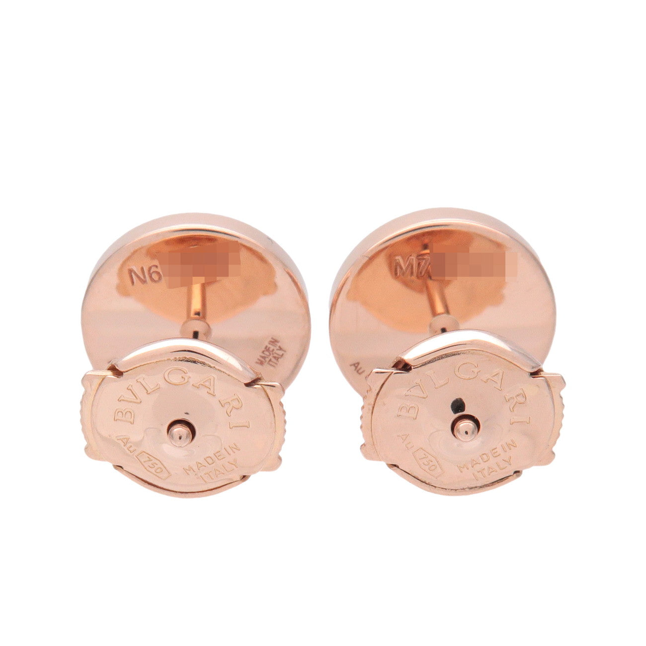 BVLGARI Logo Shell Earrings K18PG 750PG Rose Gold