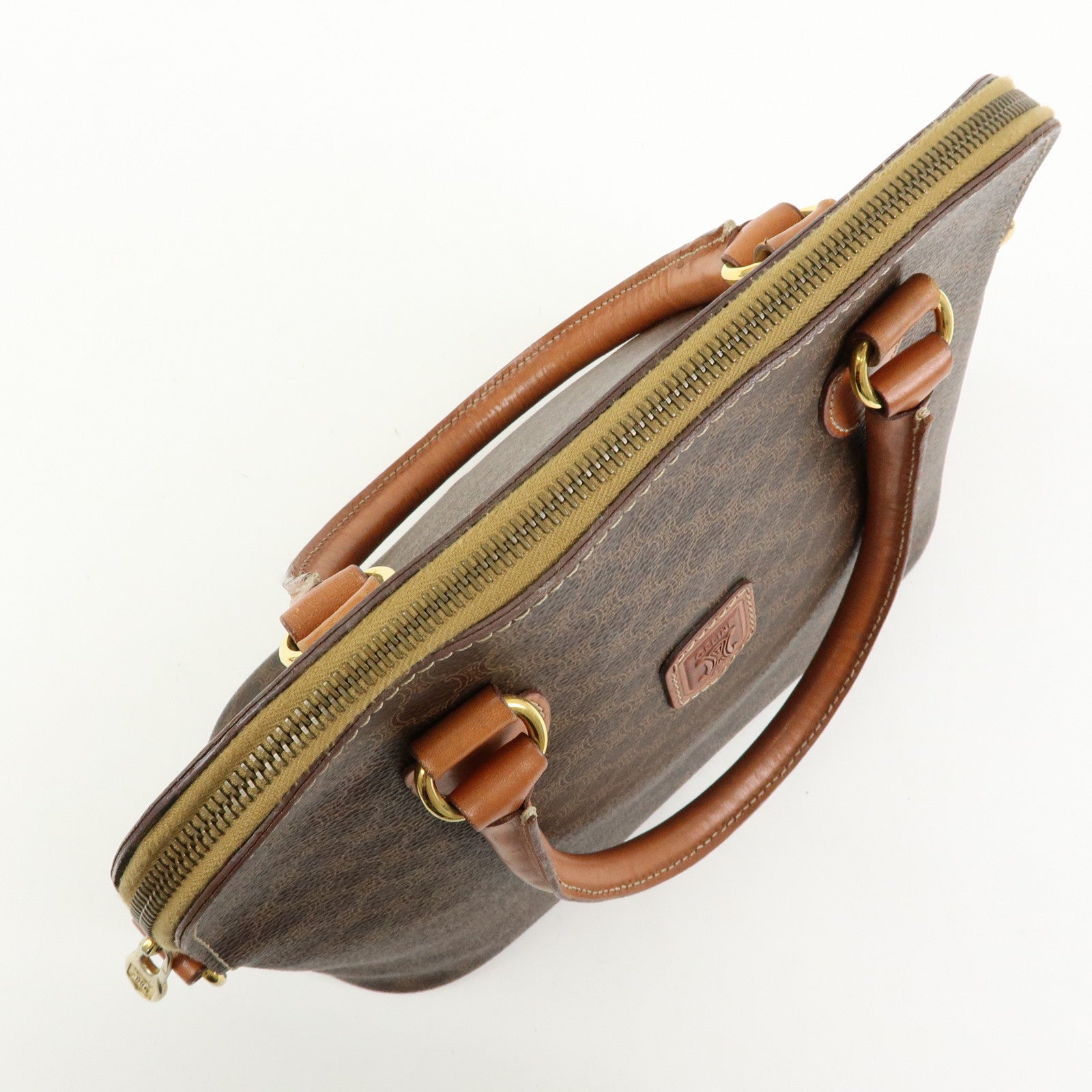 CELINE Macadam Leather 2WAY Bag Hand Bag Shoulder Bag Brown