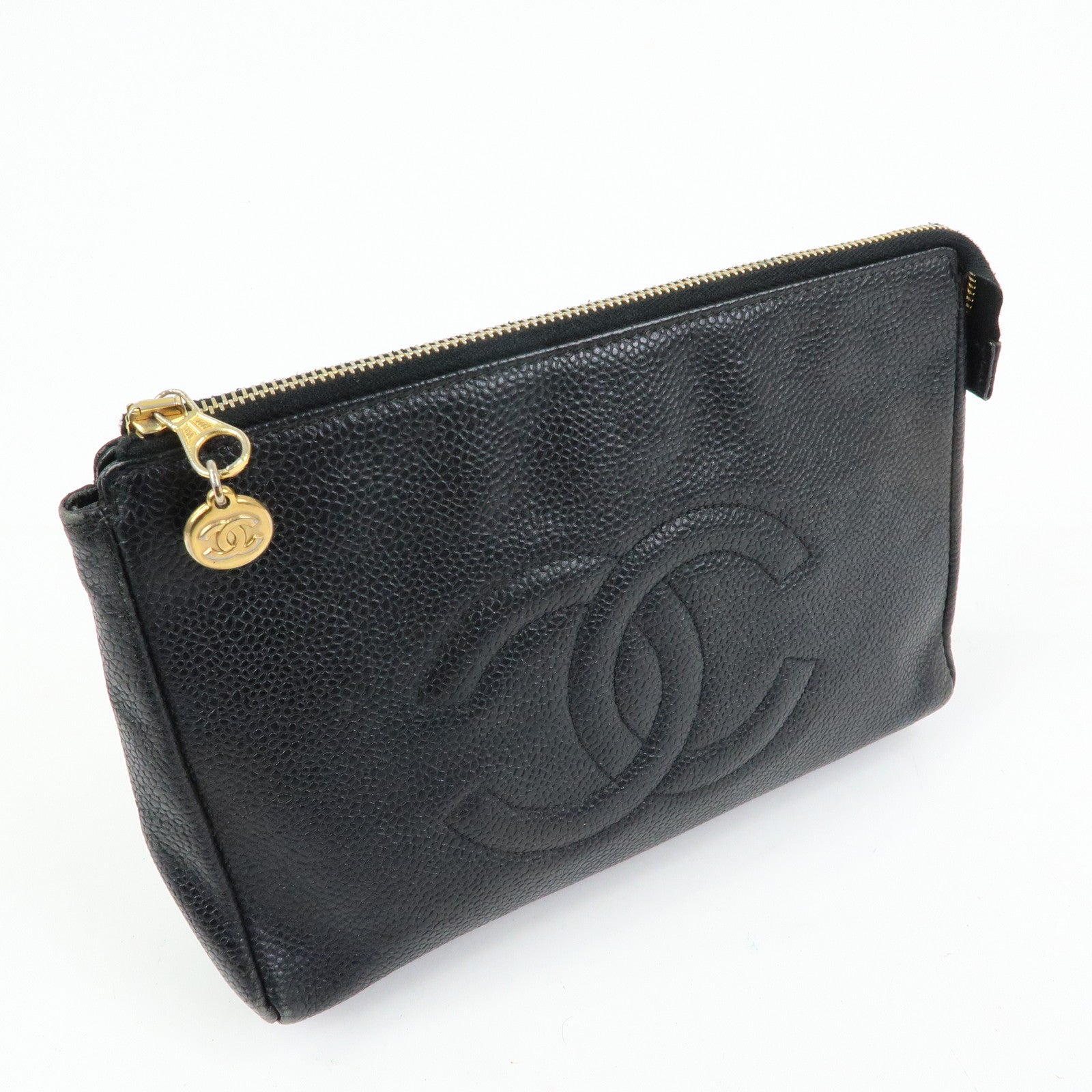 CHANEL COCO Mark Caviar Skin Cosmetic Pouch Makeup Bag Black