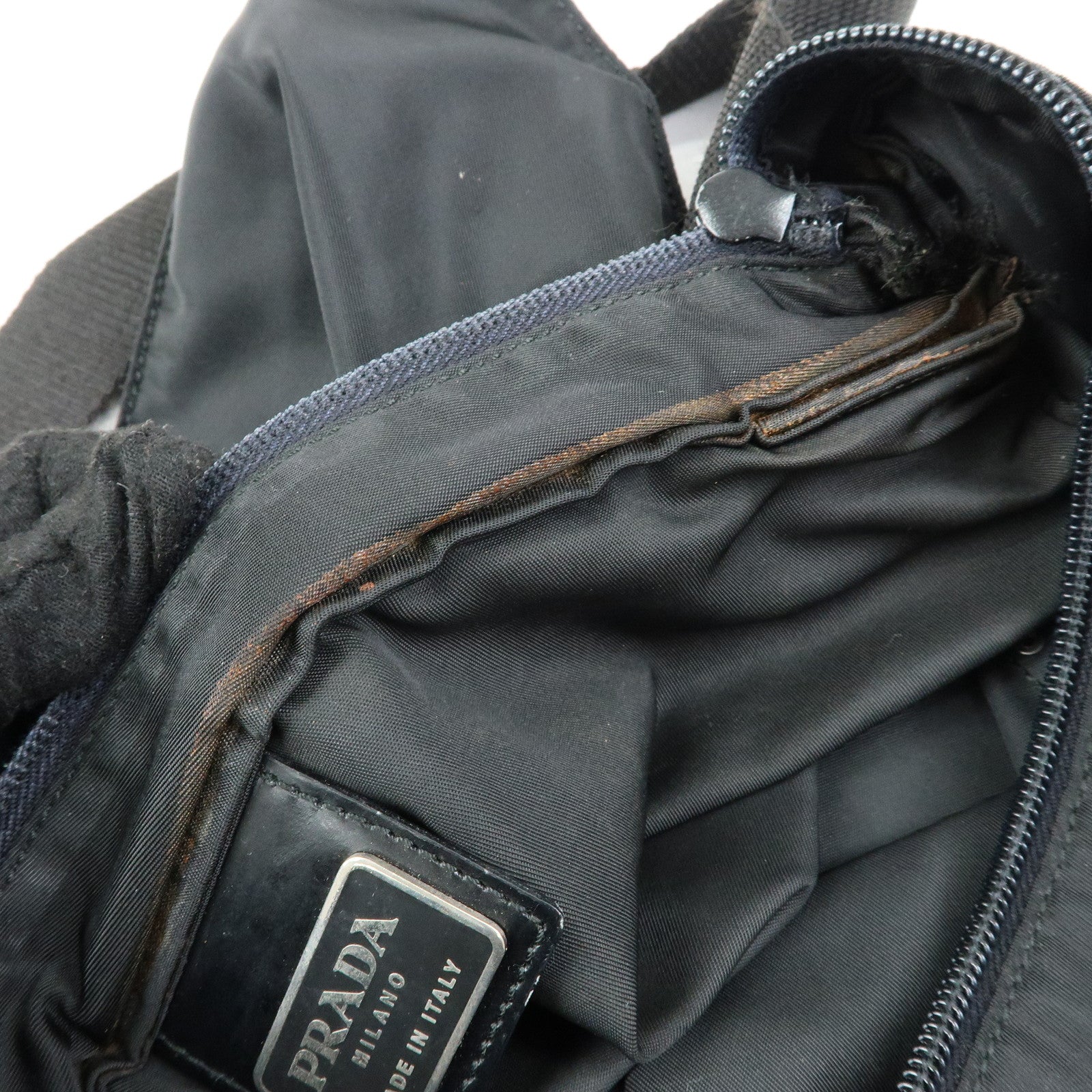PRADA Triangle Logo Nylon Shoulder Bag Crossbody Bag Black BT0420