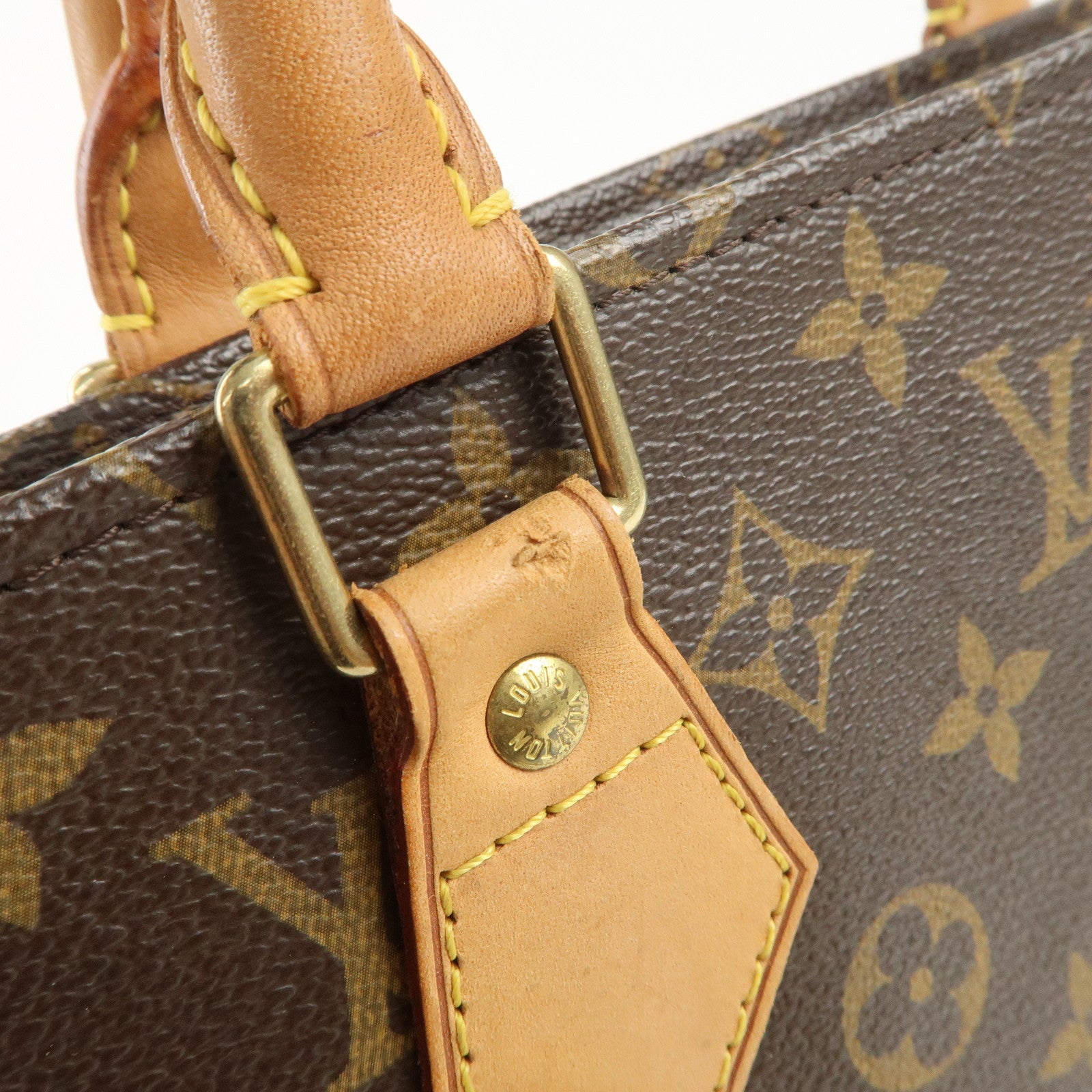 Louis Vuitton Monogram Sac Plat Tote Bag Hand Bag Brown M51140