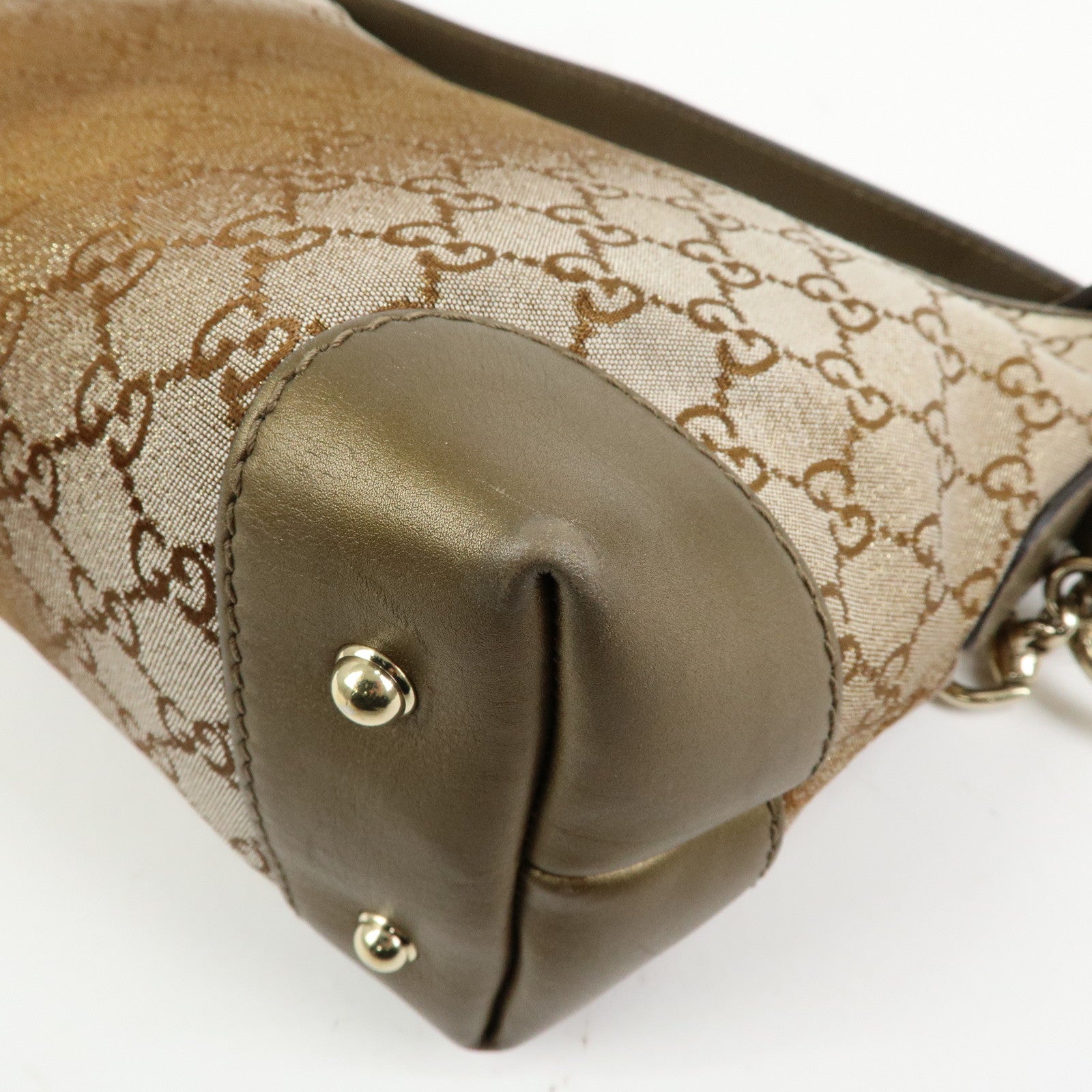 GUCCI Bamboo Heartbit GG Canvas Leather Shoulder Bag Brown 269959