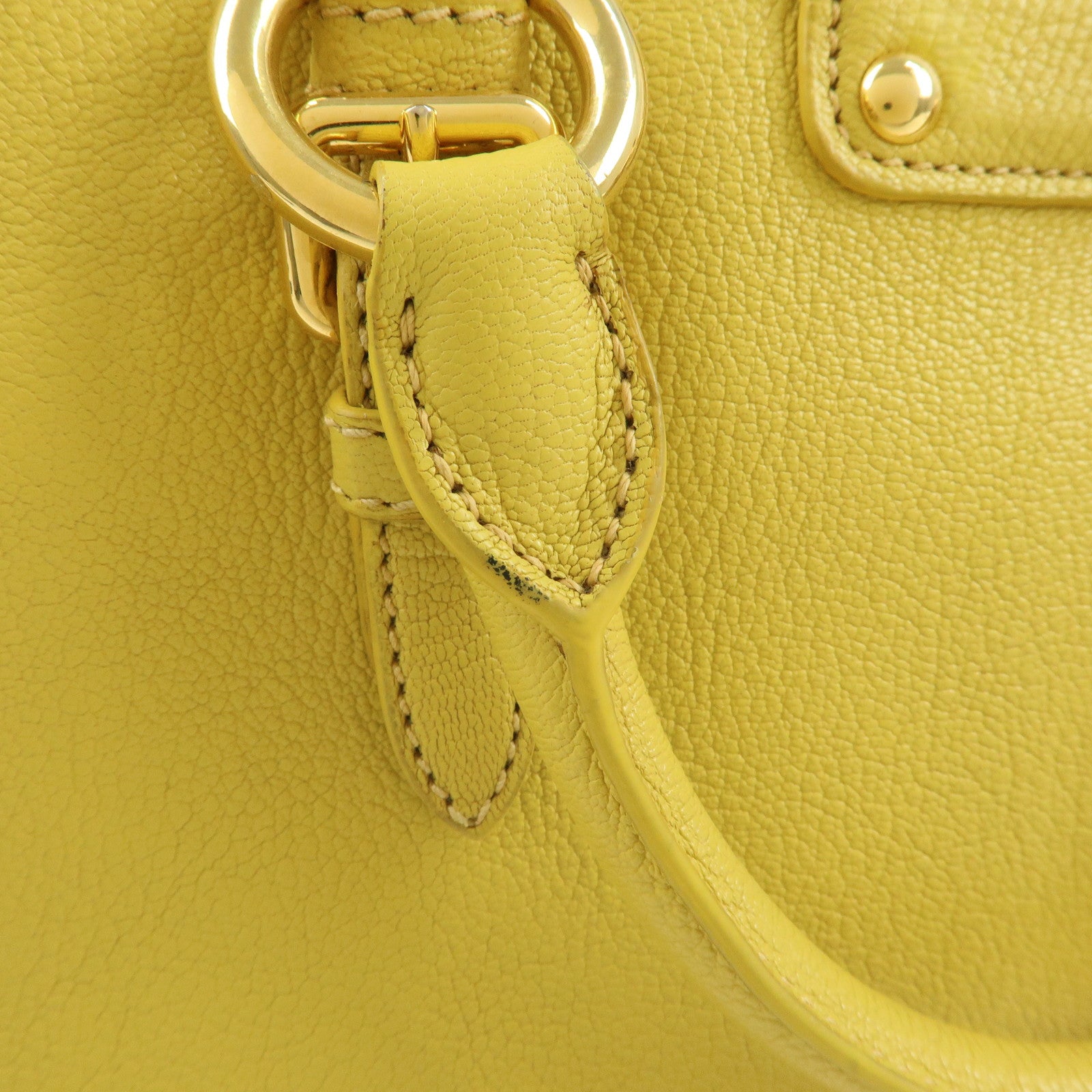 MIU MIU MADRAS Leather 2Way Bag Hand Bag Yellow RN0799