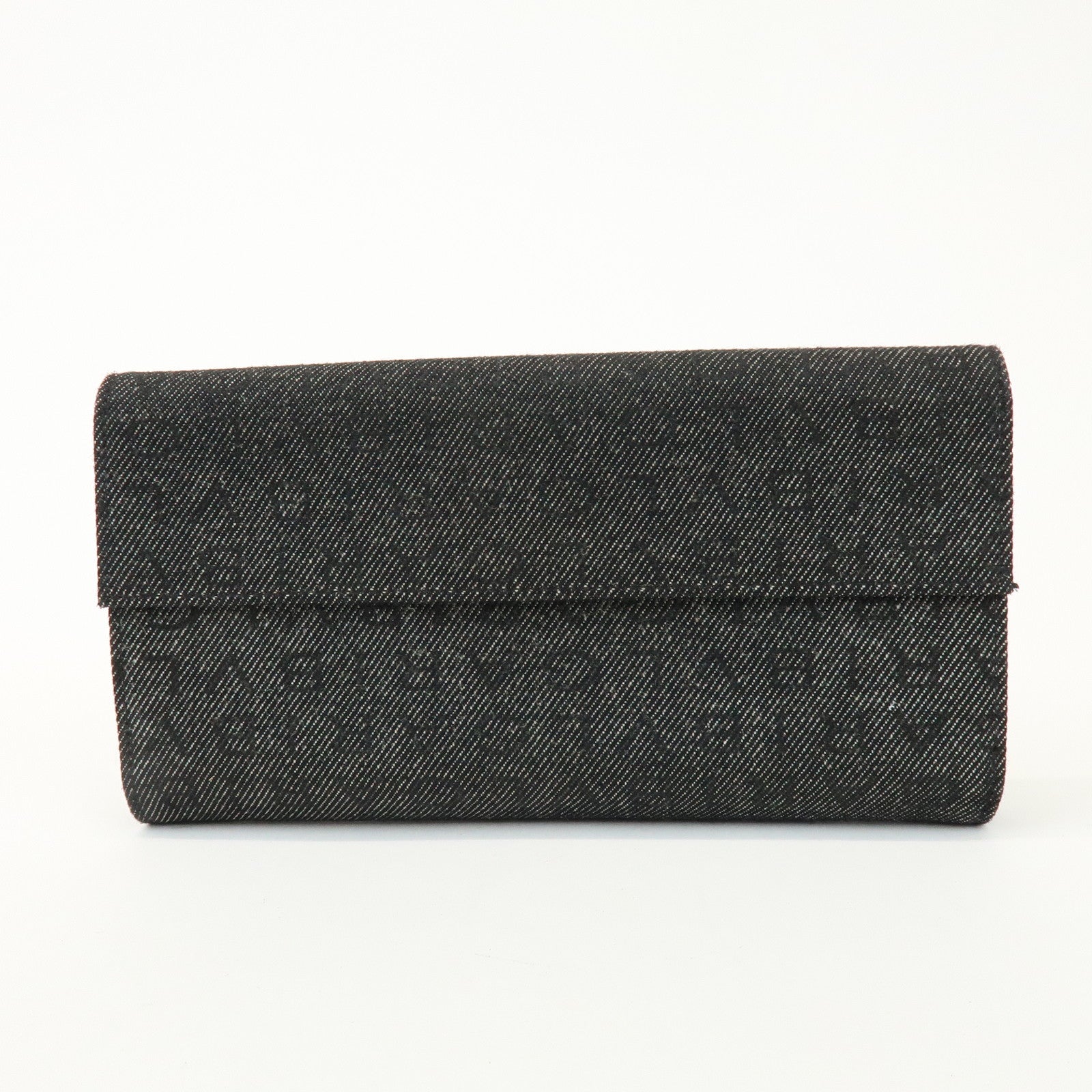BVLGARI Logo Mania Canvas Leather Bi-fold Long Wallet Black