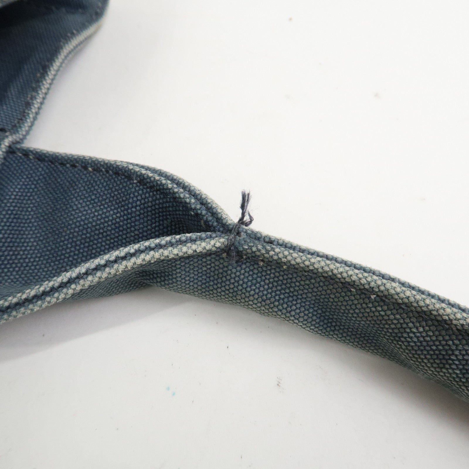 PRADA Logo Canapa Canvas Tote Bag Hand Bag Blue B1877B
