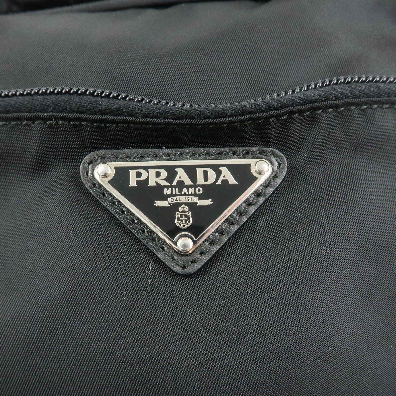 PRADA Triangle Logo Nylon Leather Shoulder Crossbody Bag Black