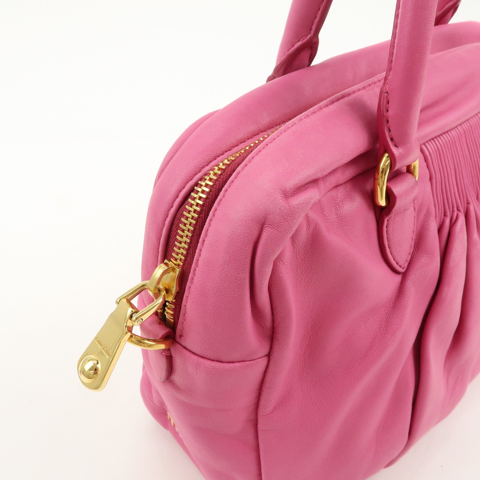 MIU MIU Logo Leather 2Way Bag Hand Bag Shoulder Bag Pink RL0048