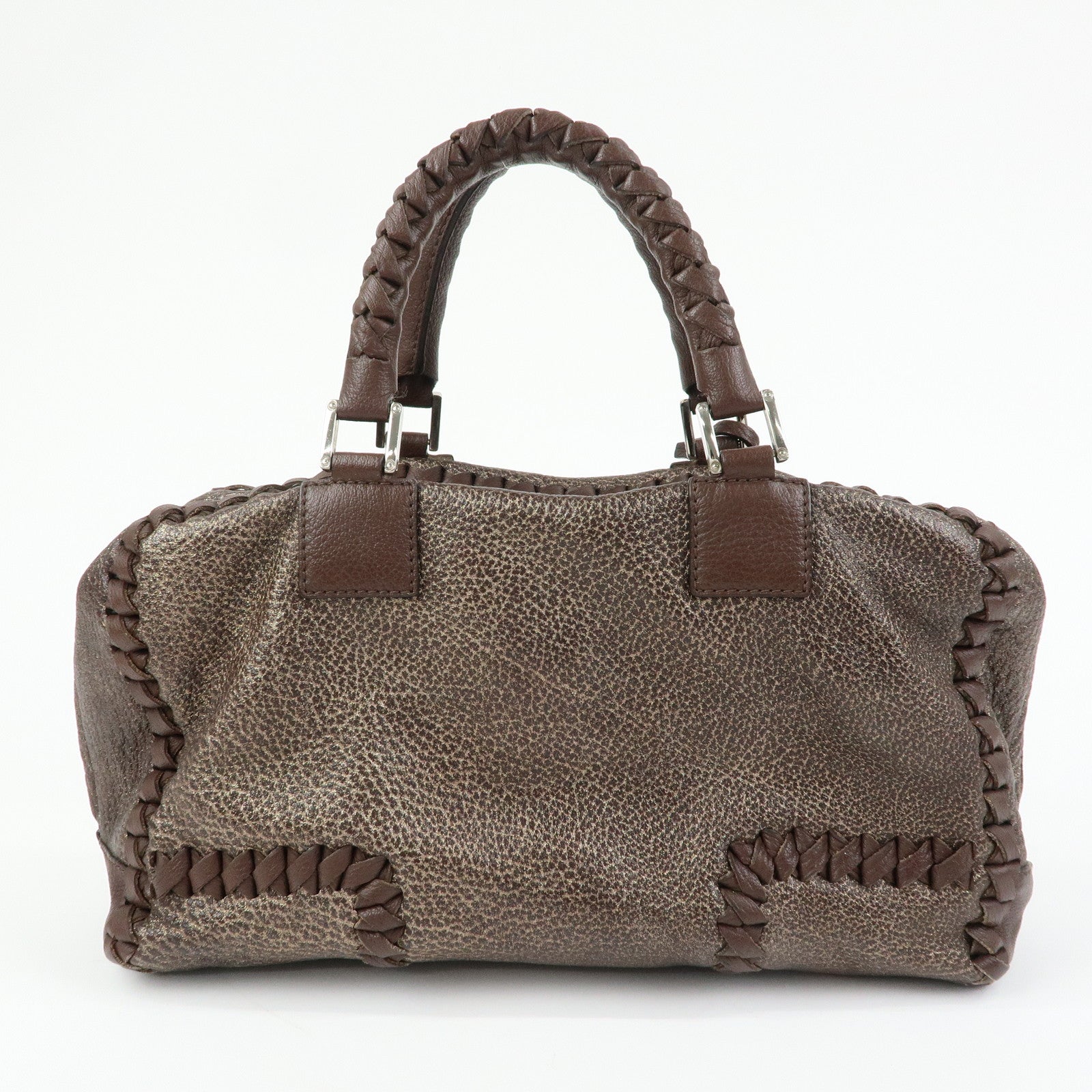 LOEWE Anagram Amazona 36 Leather Hand Bag Boston Bag Brown