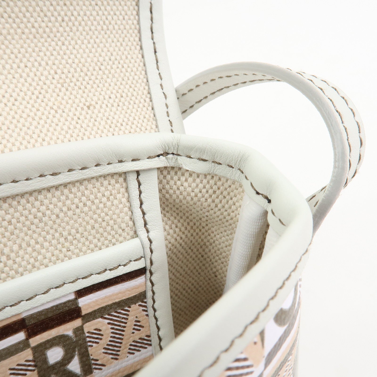 Ferragamo Logo PVC Canvas Leather Shoulder Bag Hand Bag White Gray