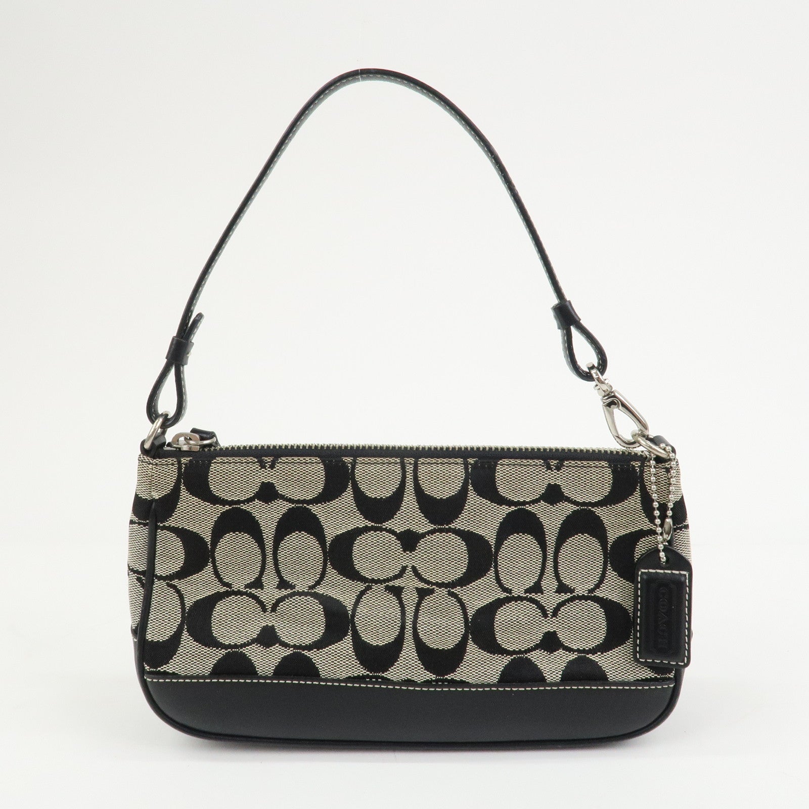 COACH Signature Canvas Leather Set of 2 Hand Bag Black Brown
