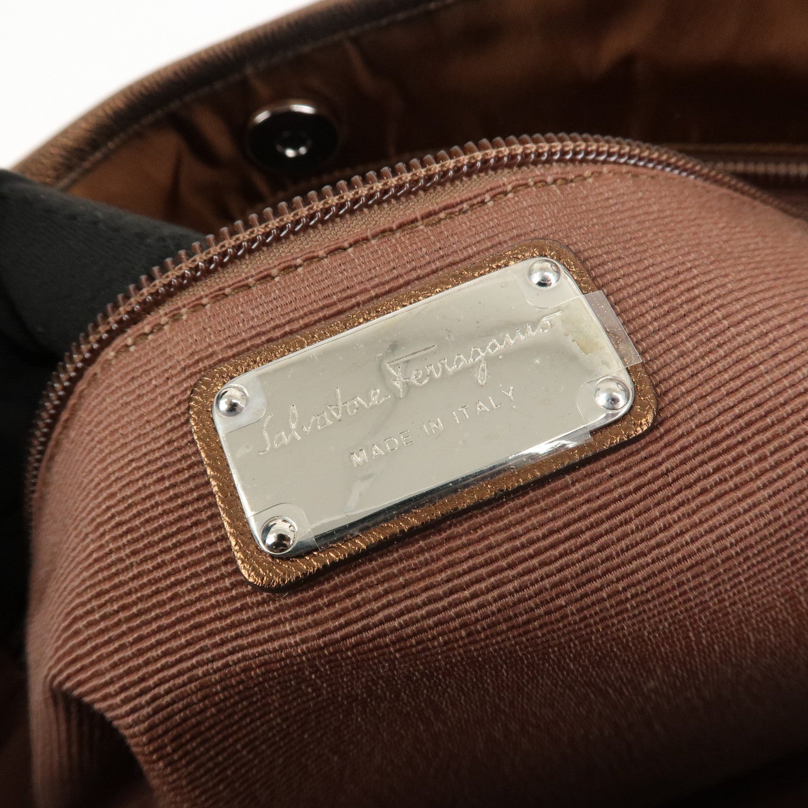 Ferragamo Nylon 2Way Bag Hand Bag Shoulder Bag Brown AU-21 C094