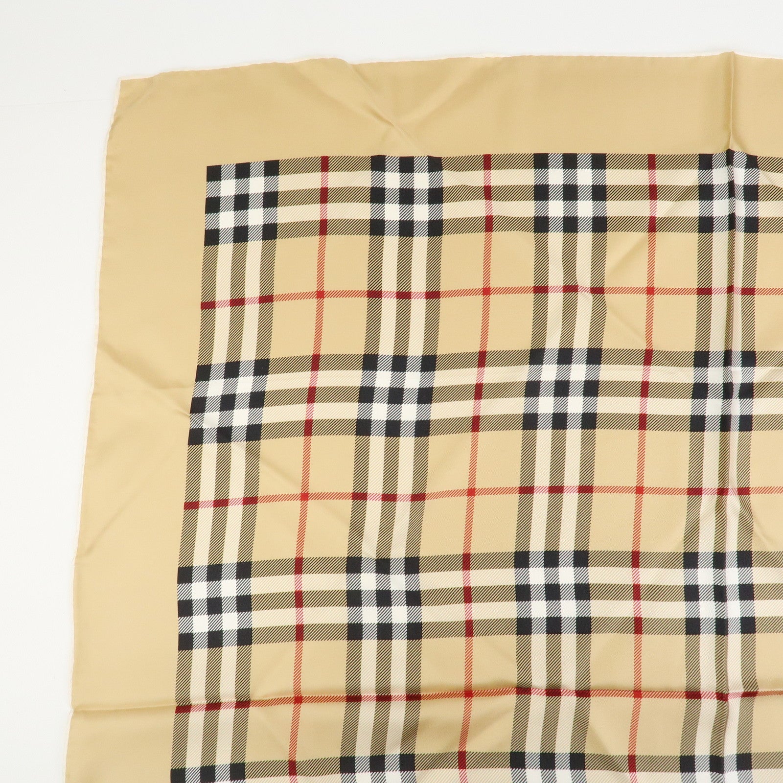 BURBERRY Nova Plaid Silk 100% Scarf 90×90 Beige