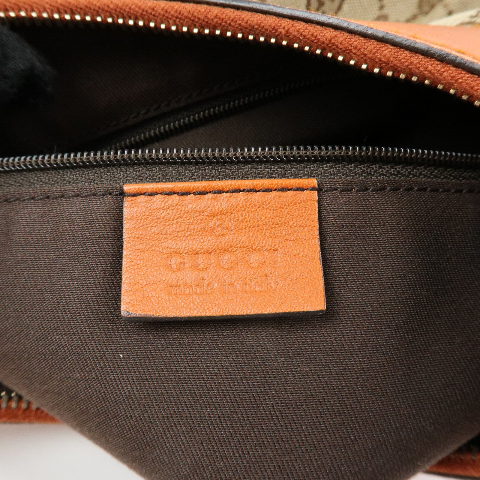 GUCCI Abbey GG Canvas Leather Shoulder Bag Beige Orange 190525