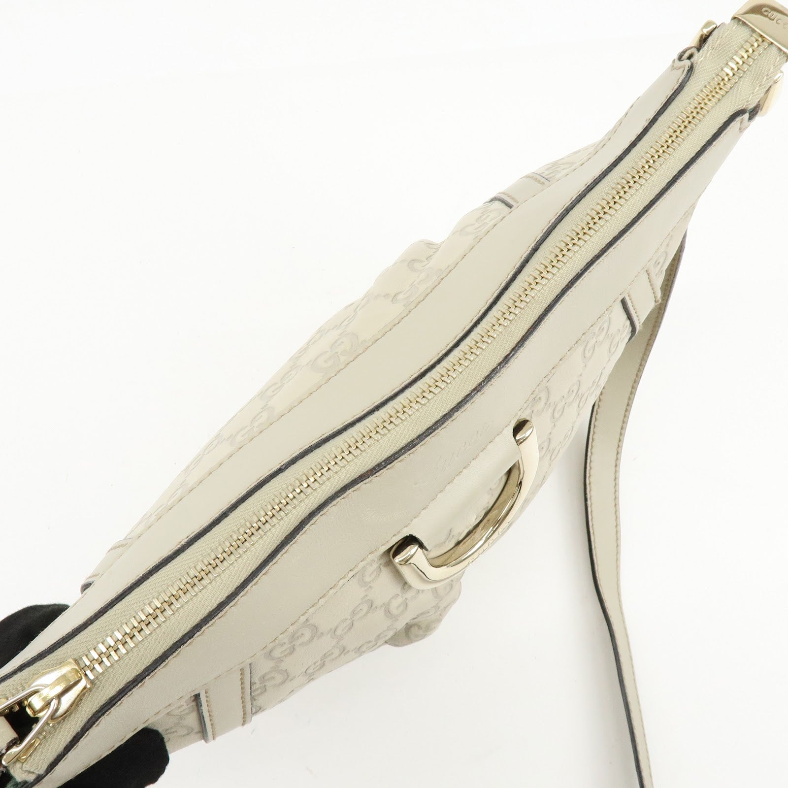 Gucci Abbey Guccissima Leather Shoulder Crossbody Bag Ivory 203257
