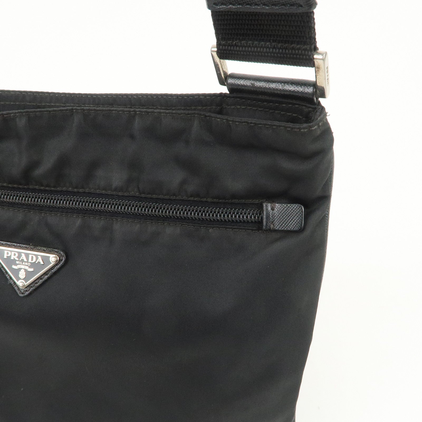 PRADA Triangle Logo Nylon Shoulder Bag Crossbody Bag Black