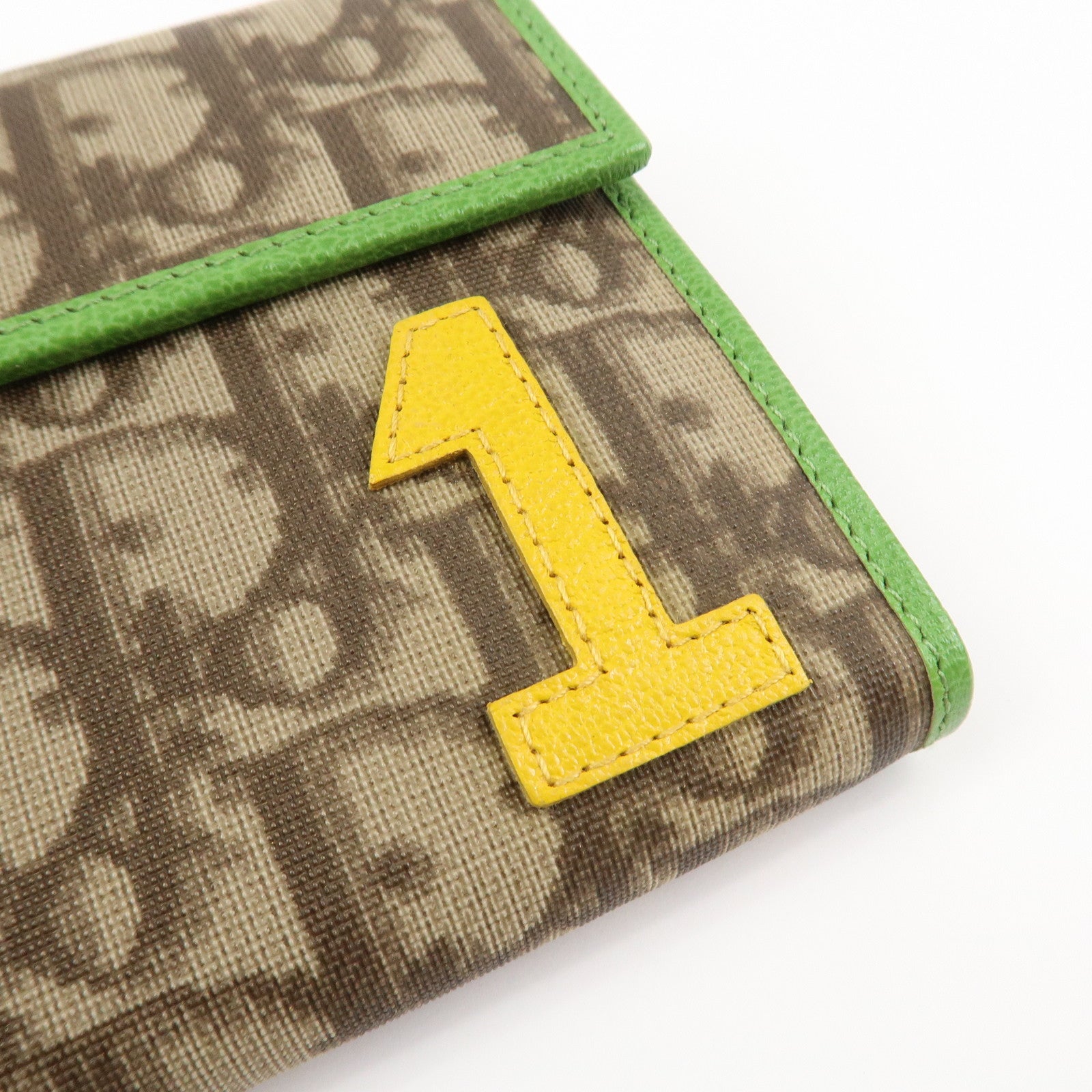 Christian Dior Rasta Trotter PVC Leather Compact Wallet Brown Green