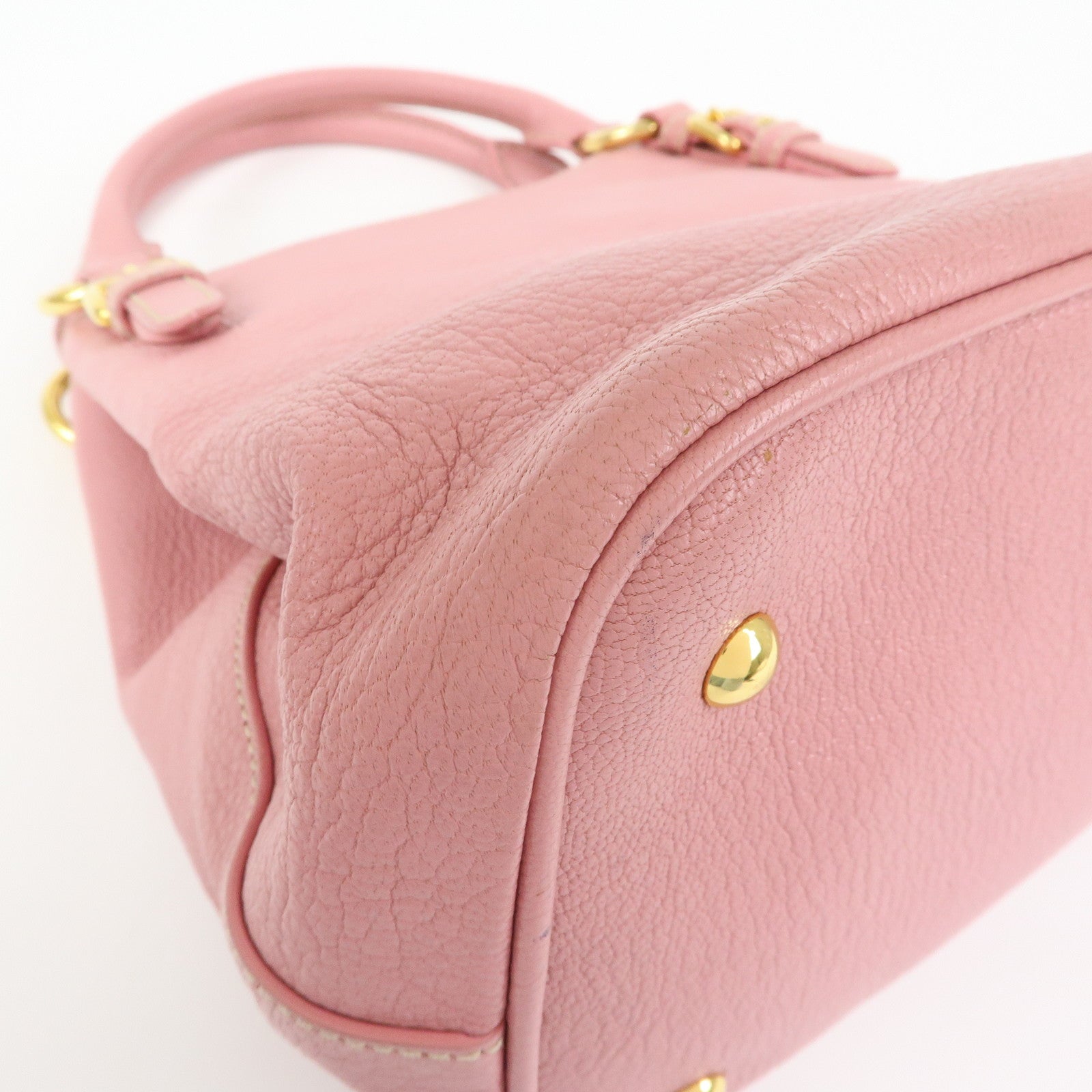 MIU MIU Madras Leather 2Way Shoulder Bag Hand Bag Pink RN0886
