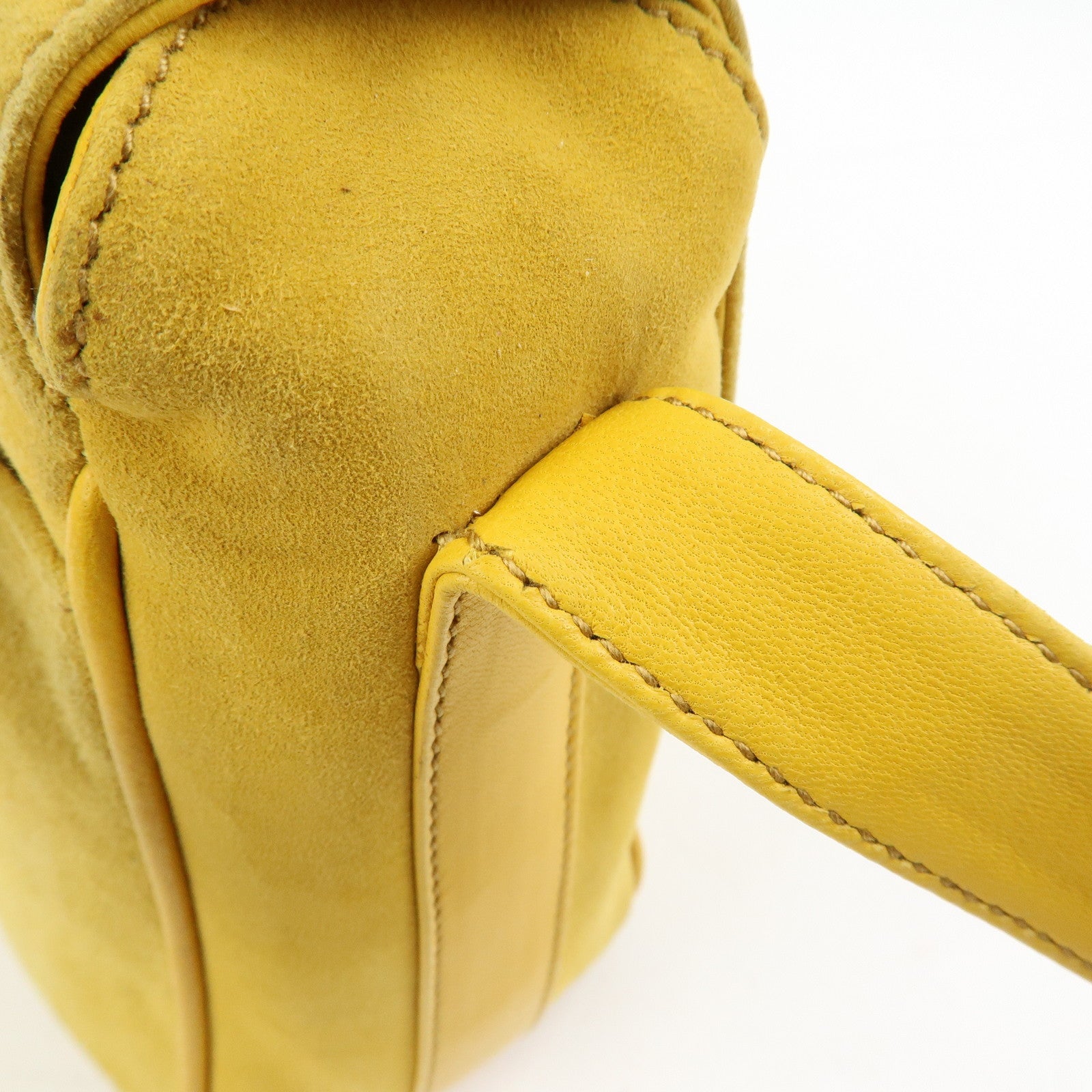 GUCCI Horsebit Suede Leather Shoulder Bag Yellow 007.3444