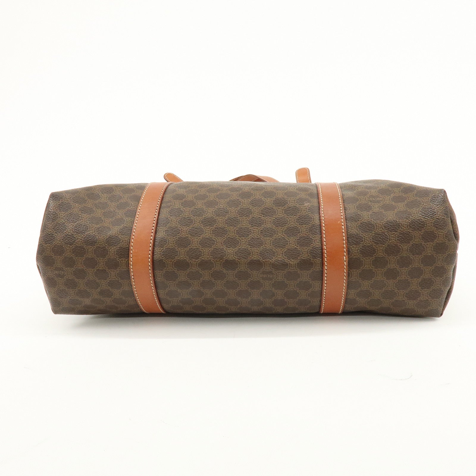 CELINE Macadam PVC Leather Tote Bag Hand Bag Shoulder Bag Brown