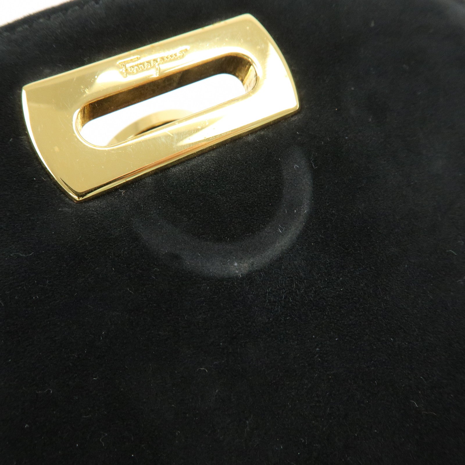 Ferragamo Gancini Suede Leather Chain Shoulder Crossbody Bag Black