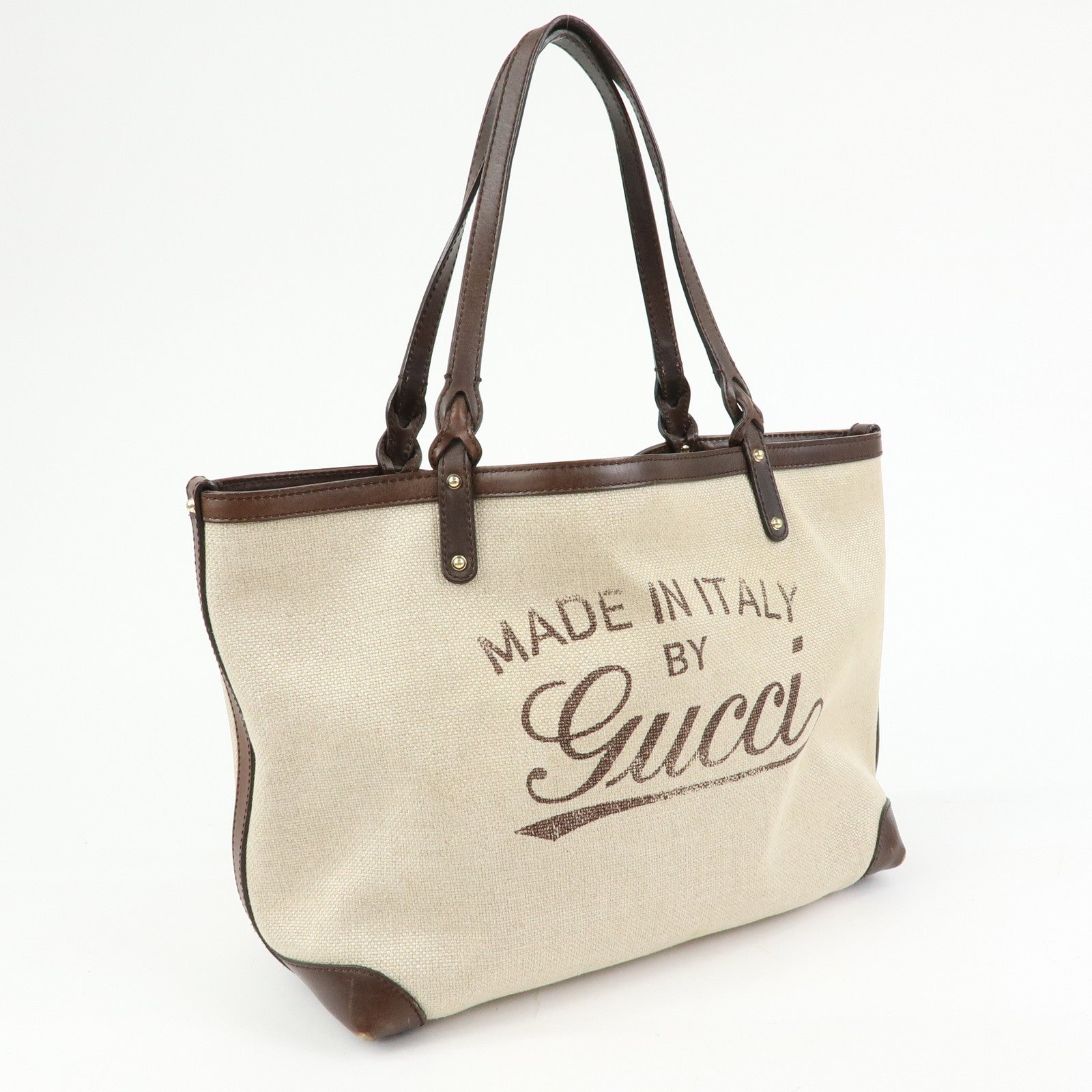 GUCCI Gucci Craft GG Canvas Leather Tote Bag Beige Brown 247209