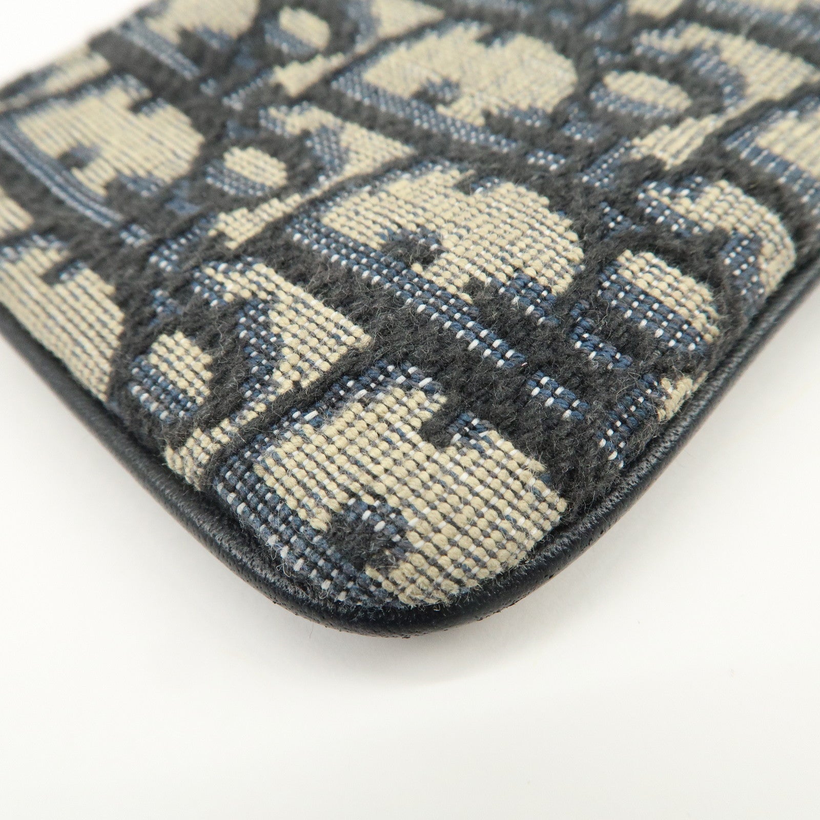 Christian Dior Trotter Canvas Leather Coin Case Key Case Navy