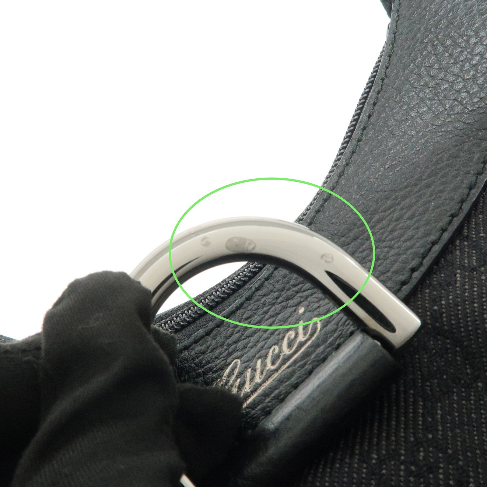 GUCCI Abbey GG Canvas Leather Shoulder Bag Hand Bag Black 265692