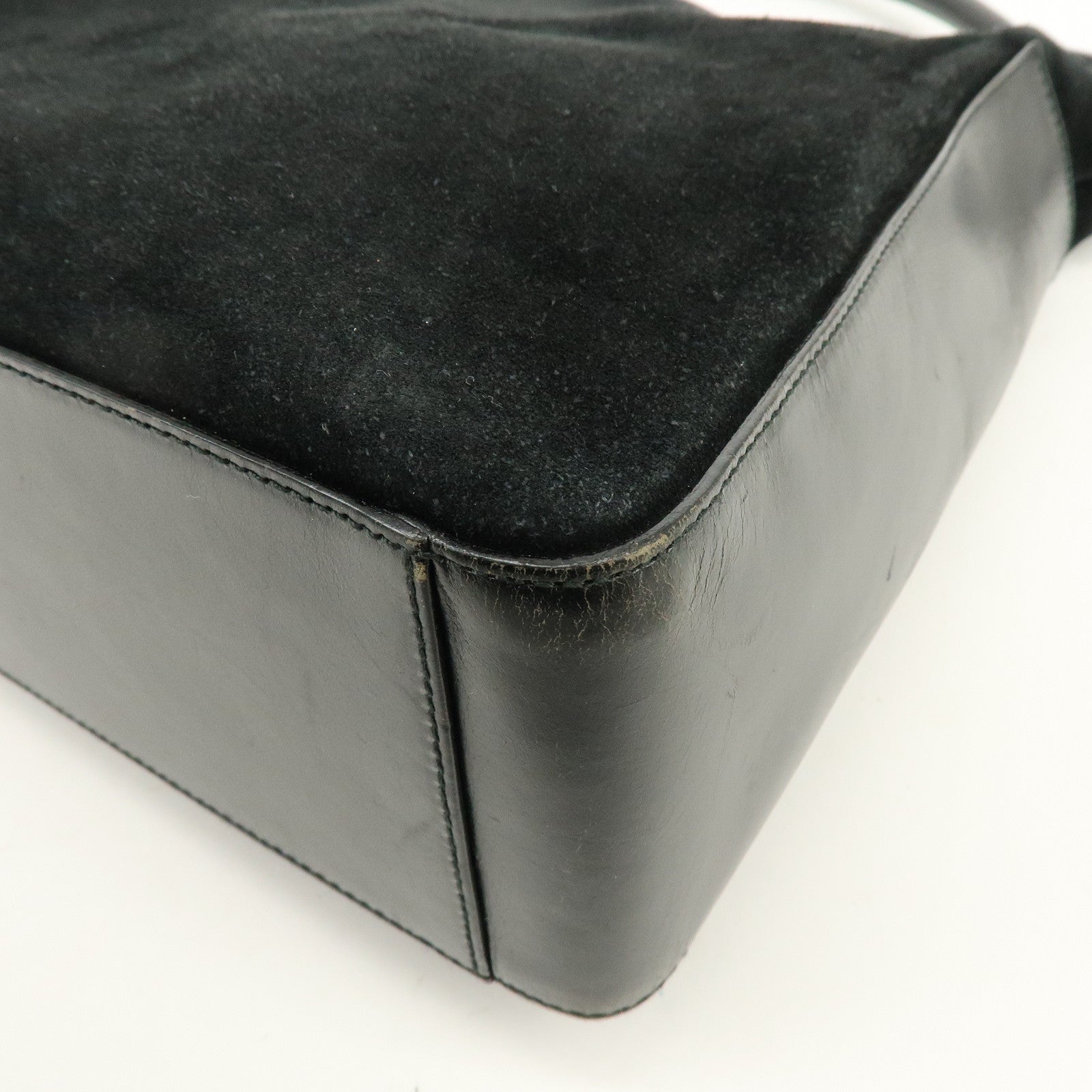 GUCCI Suede Leather Shoulder Bag Hand Bag Black 001・3770・0021222
