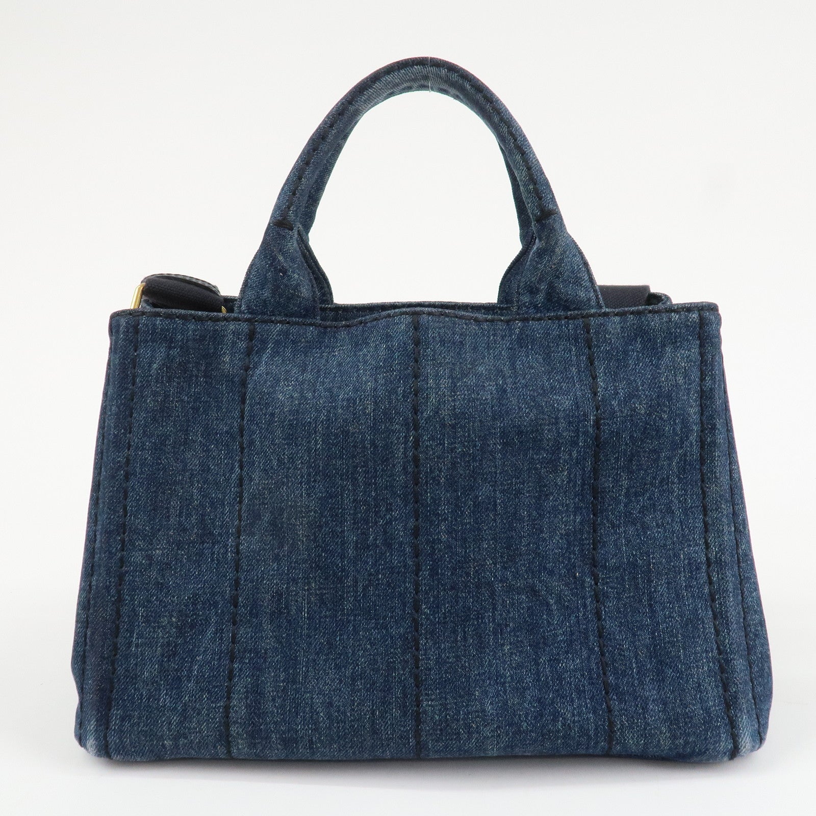 PRADA Denim Canapa Mini 2Way Tote Bag Shoulder Bag Blue 1BG439