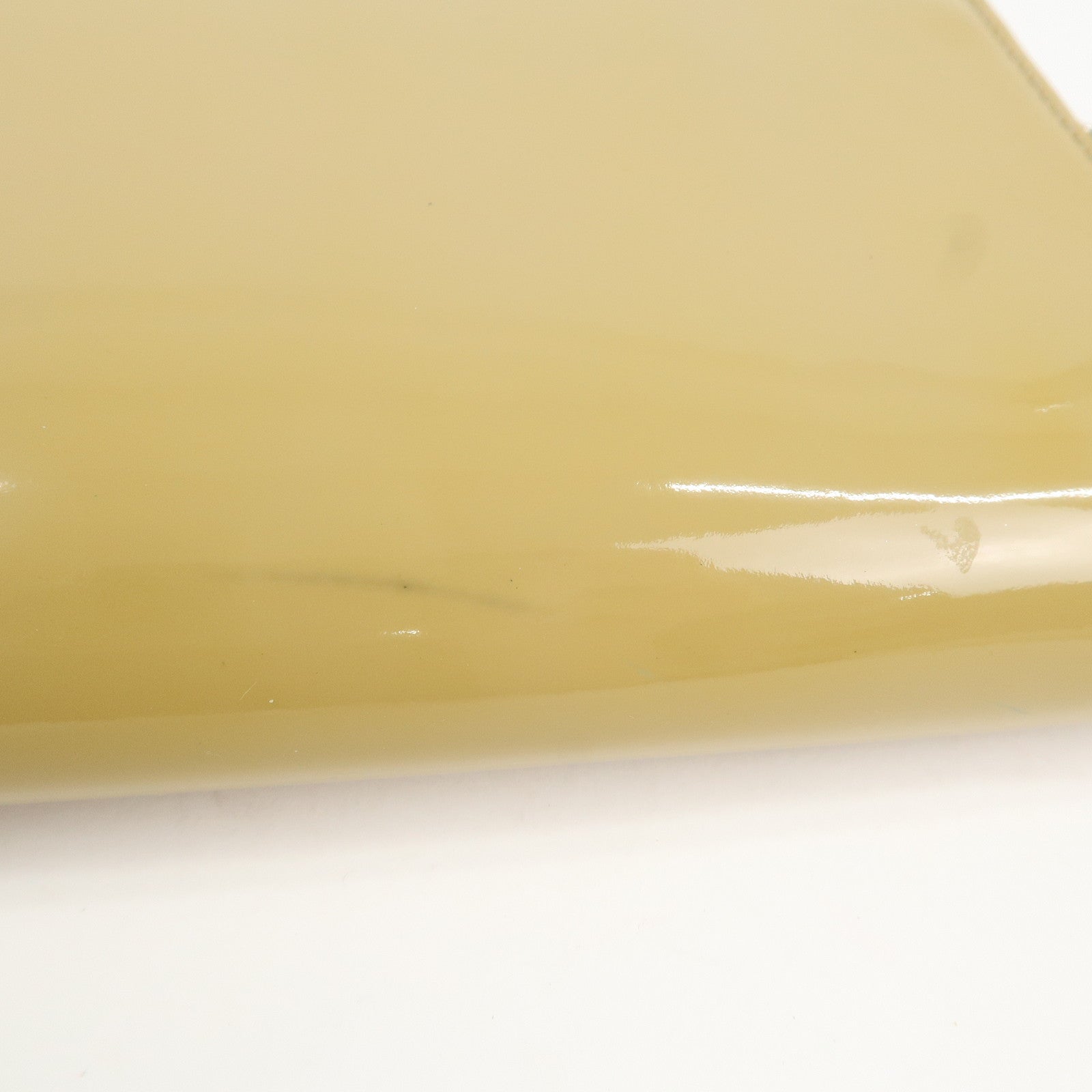 Ferragamo Gancini Patent Leather Chain Shoulder Bag Hand Bag Beige