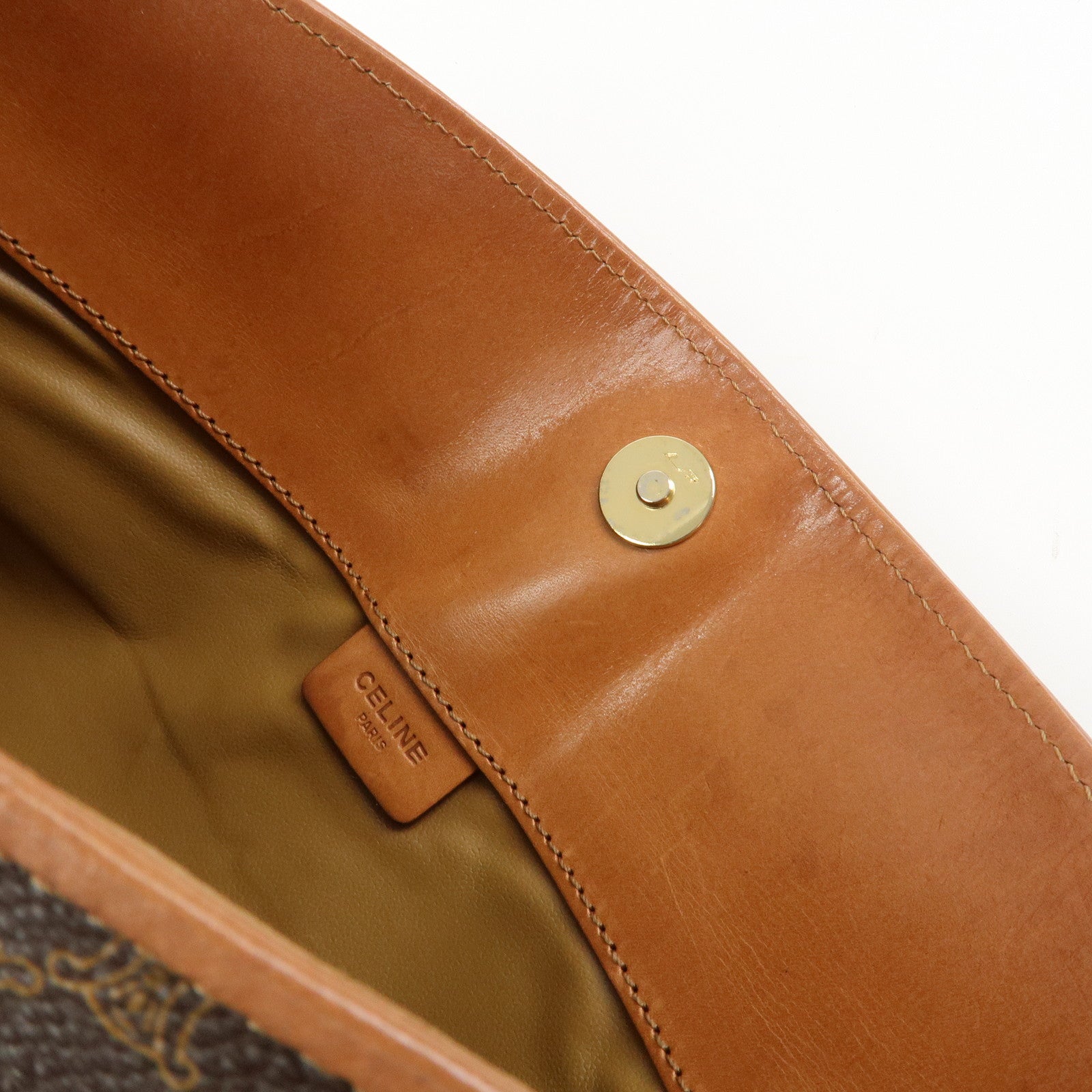 CELINE Macadam PVC Leather Clutch Bag Pouch Brown