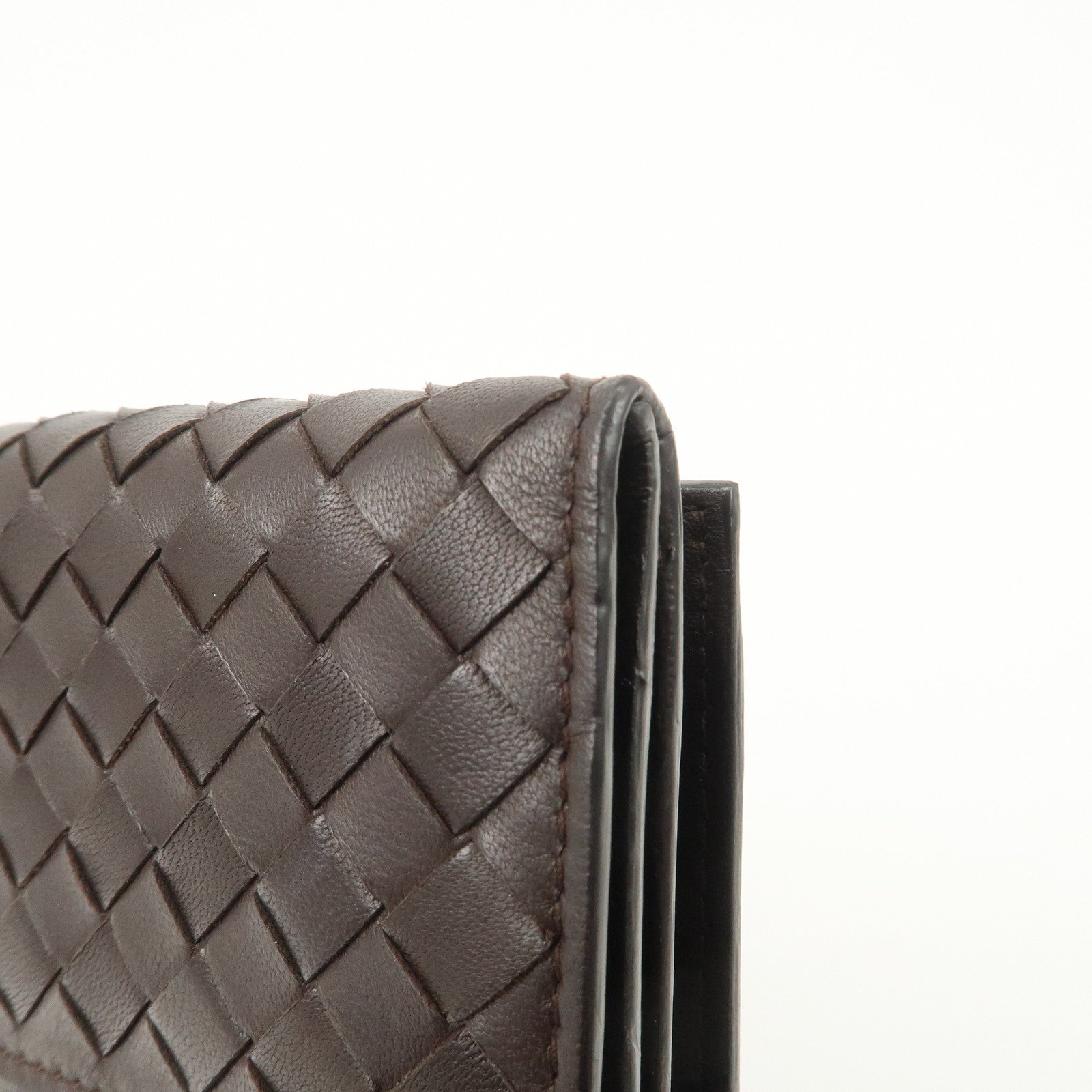 Bottega Veneta Intrecciato Leather Bi-fold Comact Wallet Brown