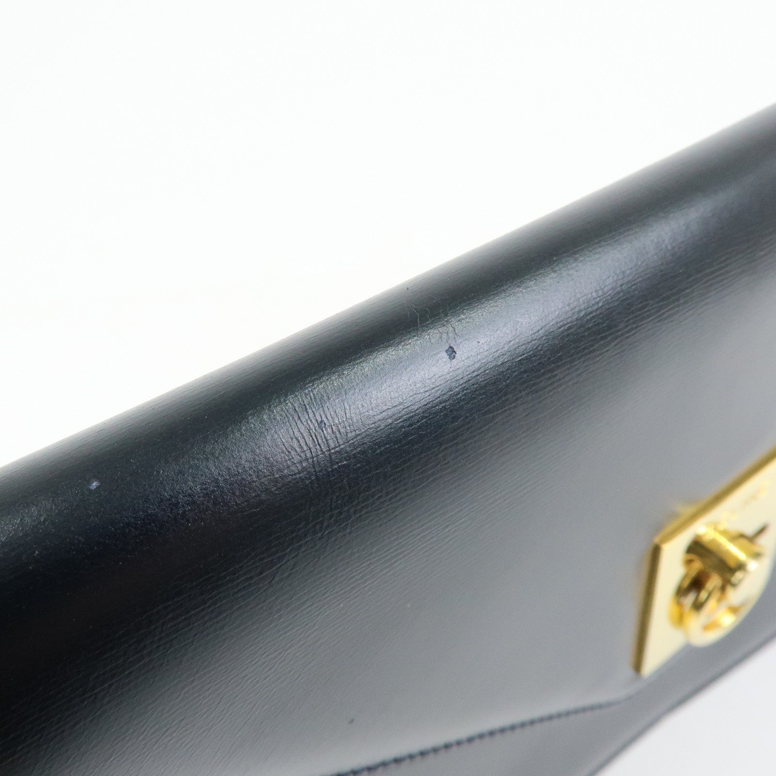 CELINE Leather Envelope Flap Clutch Bag Pouch Navy