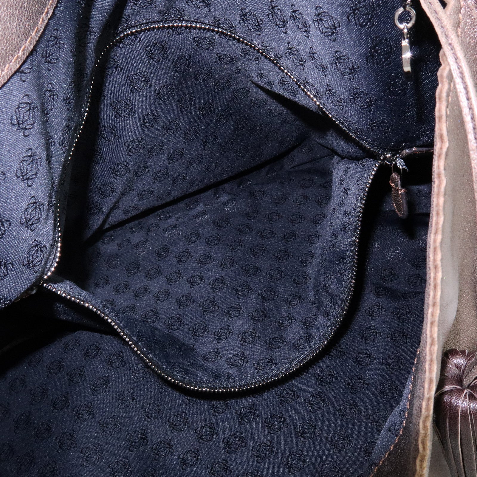 LOEWE Anagram Viento Leather Shoulder Bag Hand Bag Metallic Brown