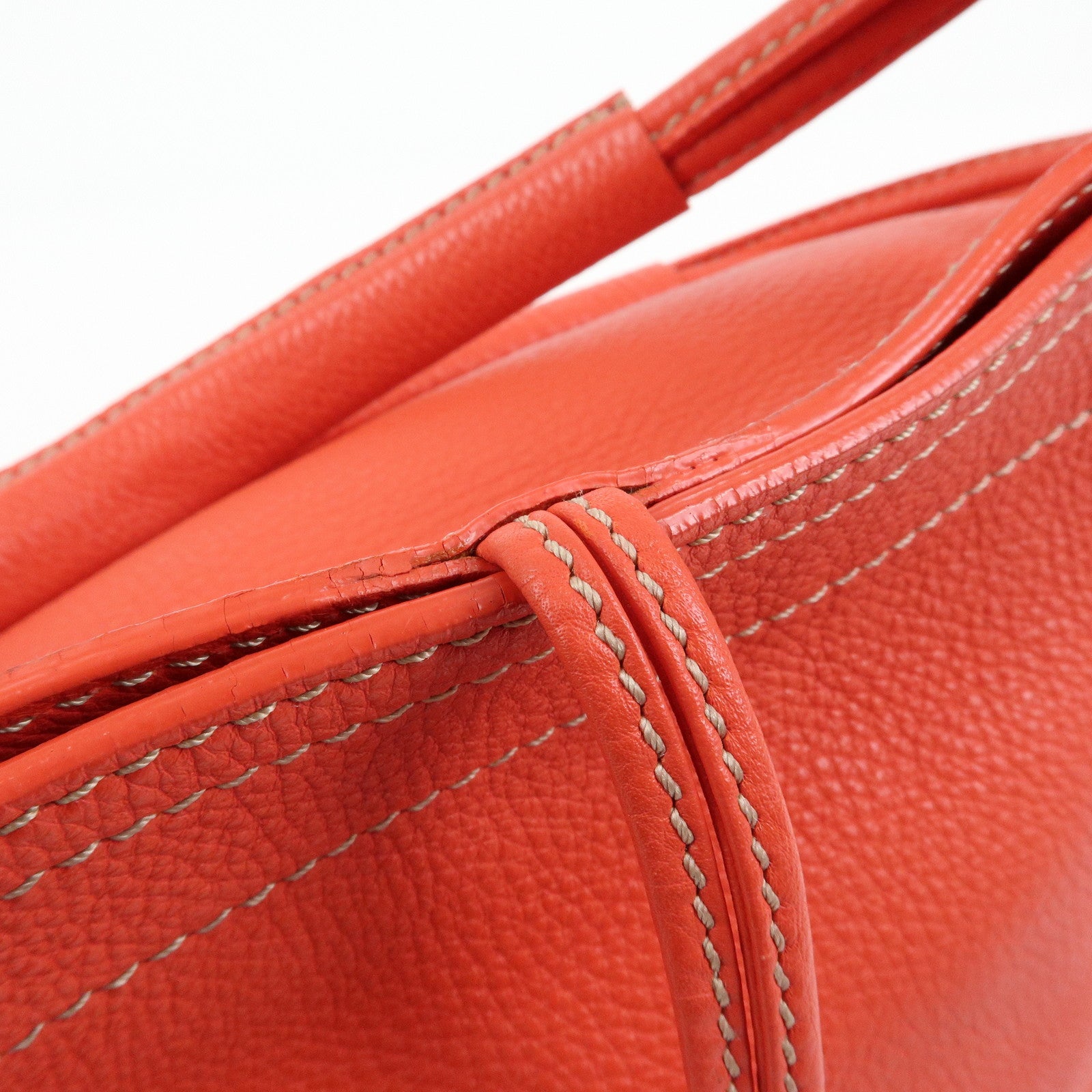 CELINE Bittersweet Leather Shoulder Bag Hand Bag Tote Bag Red