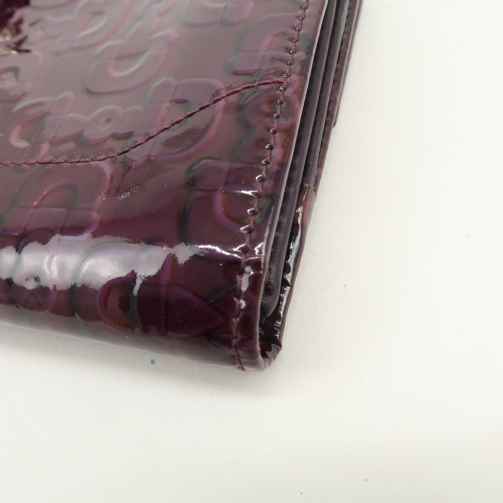 GUCCI New Jackie Logo Patent Leather Long Flap Wallet Purple 141430