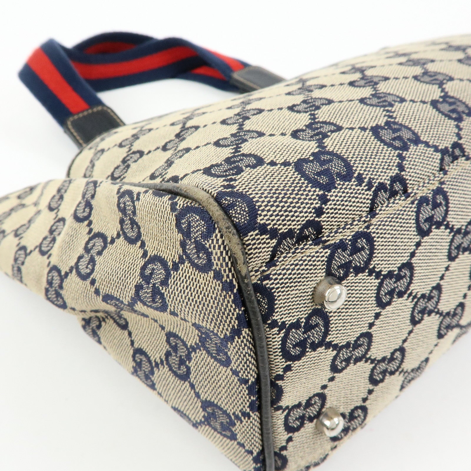 GUCCI Sherry Horsebit GG Canvas Leather Tote Bag Hand Bag 145810