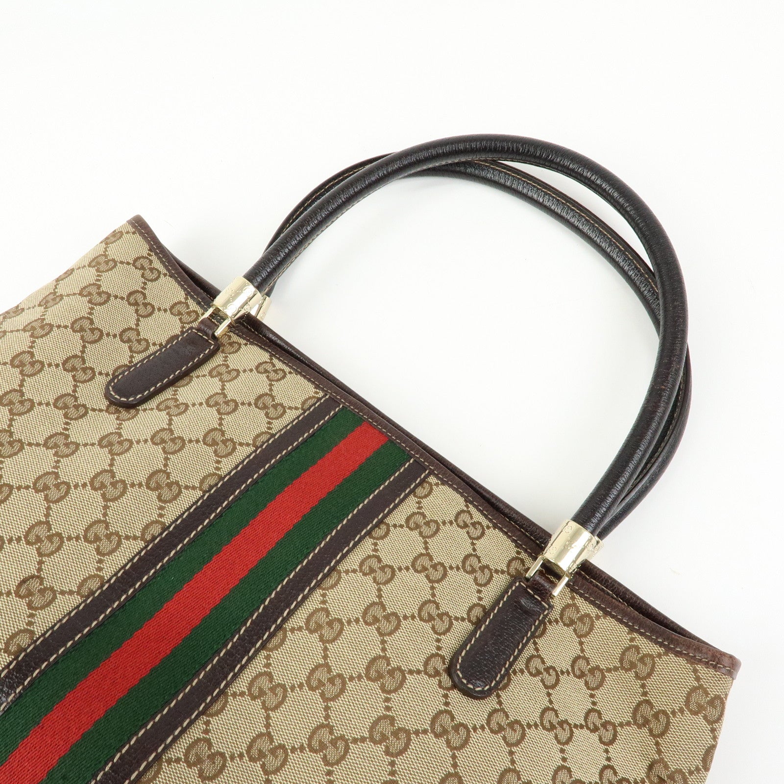 GUCCI Sherry GG Canvas Tote Bag Shoulder Bag Beige Brown 161717