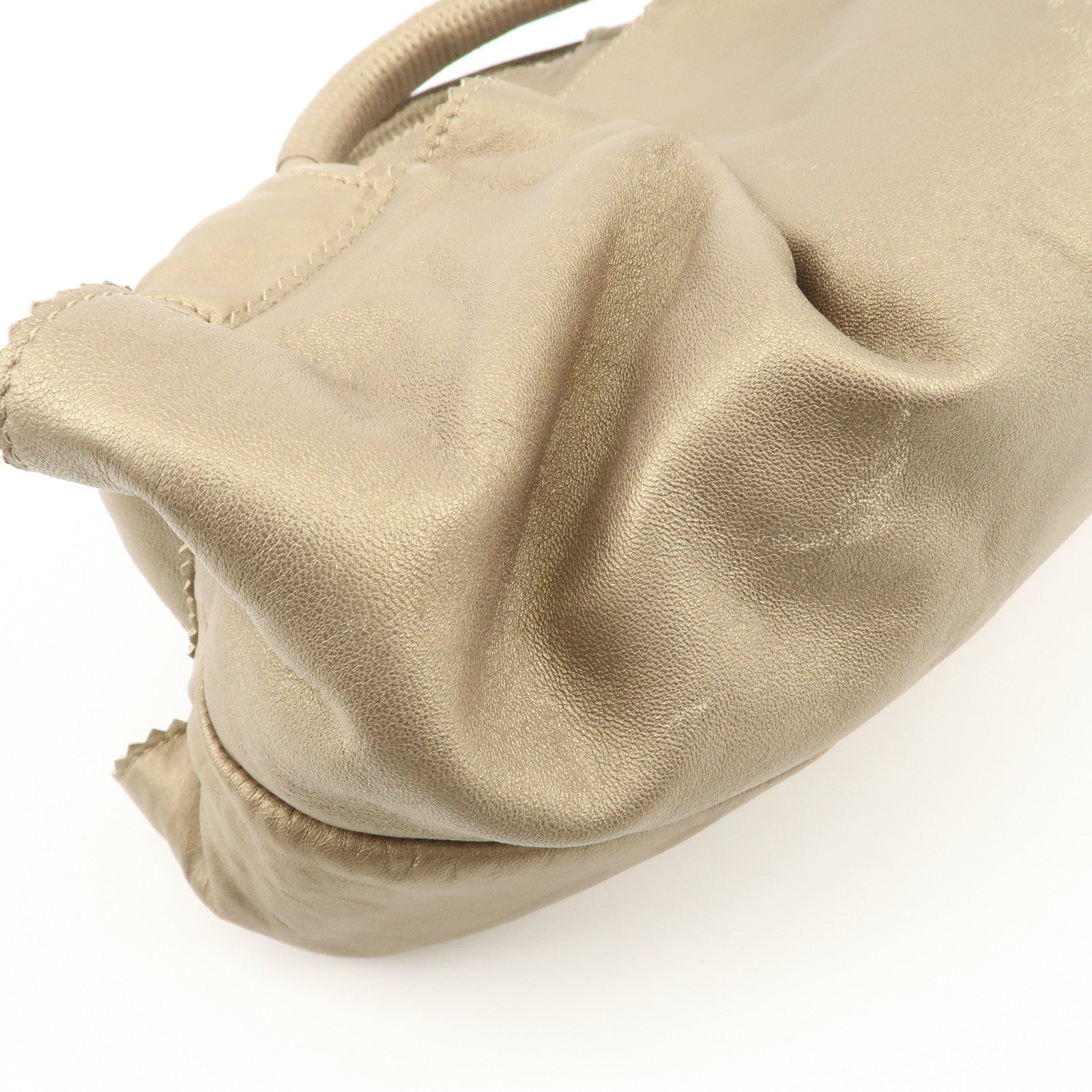 LOEWE Anagram Leather Nappa Aire Hand Bag Tote Bag Gold Used