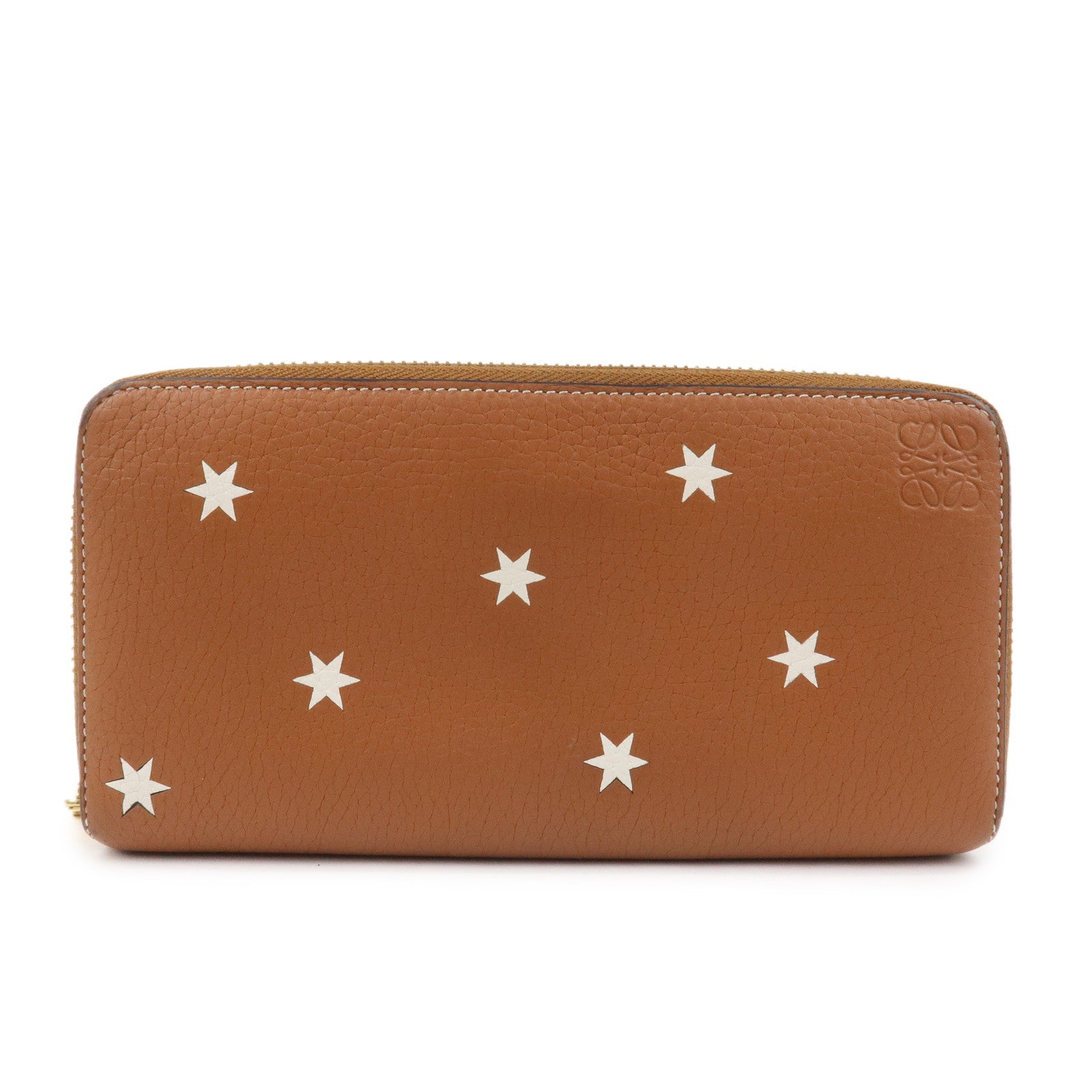 LOEWE Anagram Leather Round Zippy Wallet Long Wallet Camel