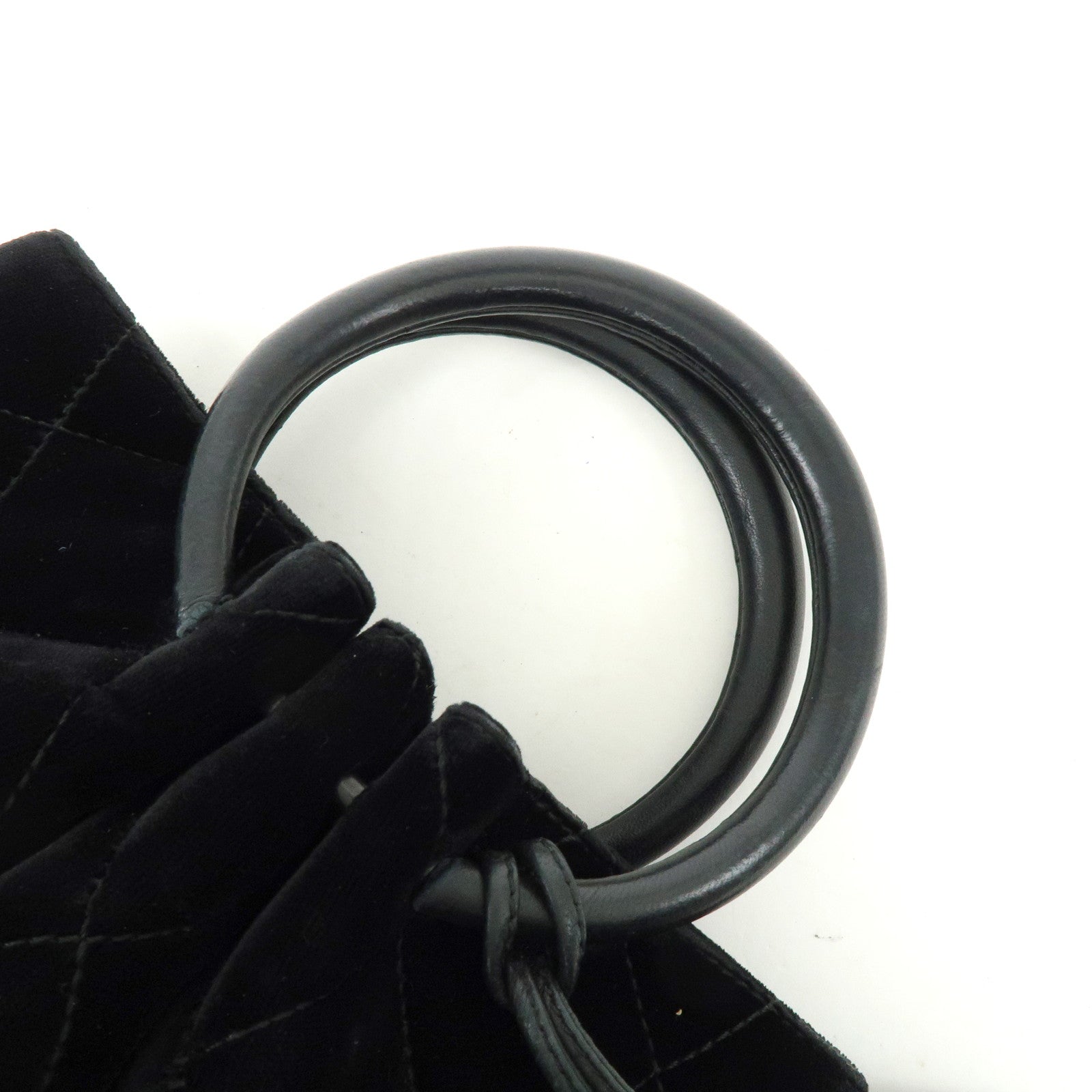 CHANEL Matelasse Circle Handle COCO Mark Velvet Lambskin Hand Bag