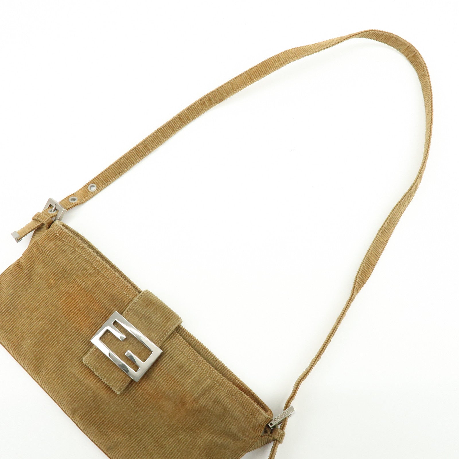 FENDI Corduroy Shoulder Bag Crossbody Bag Brown 26685