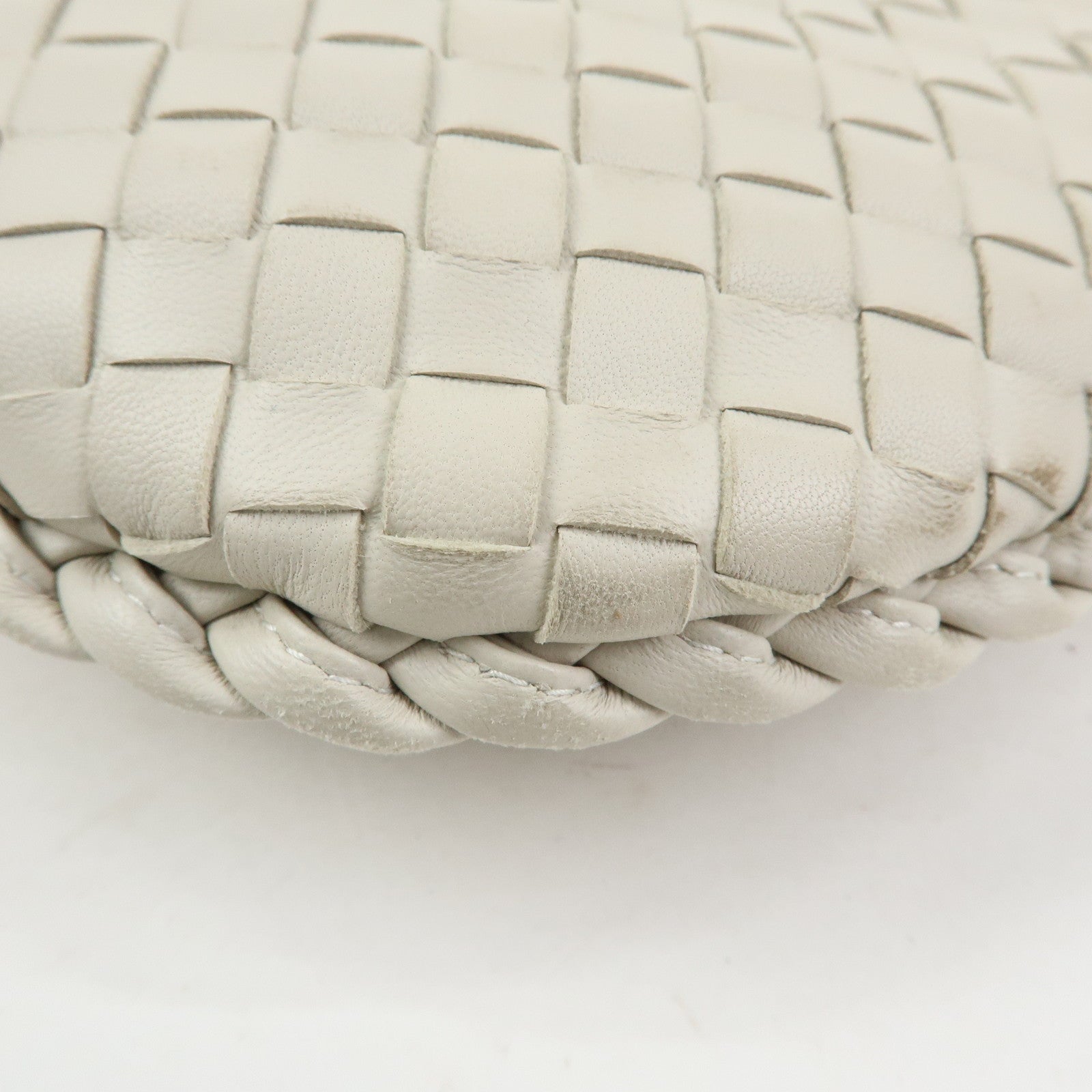 BOTTEGA VENETA Hobo Intrecciato Leather Shoulder Bag Ivory 232499