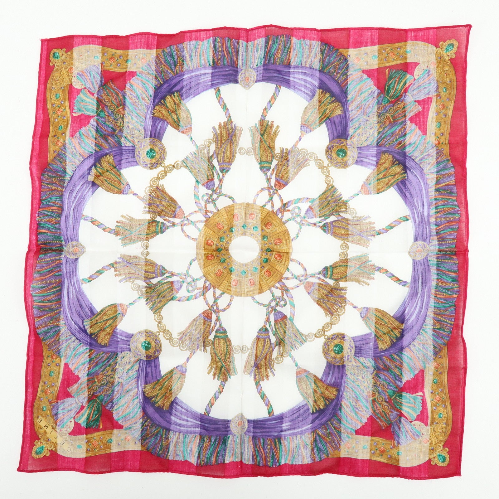 LOEWE CELINE Set of 2 Silk Cotton100% Scarf Butterfly Tassel