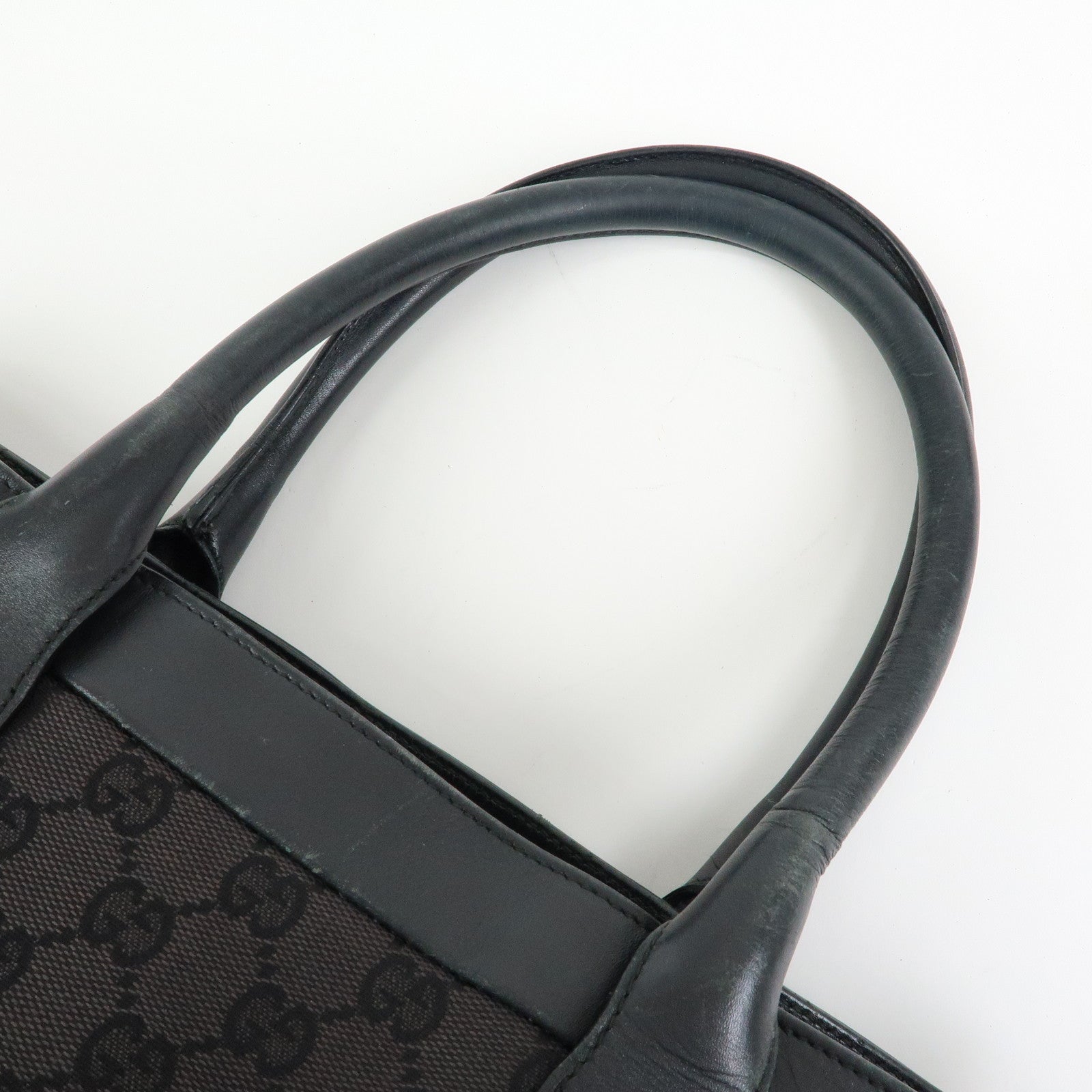 GUCCI GG Canvas Leather Tote Bag Hand  Bag Black 002・1119・1705