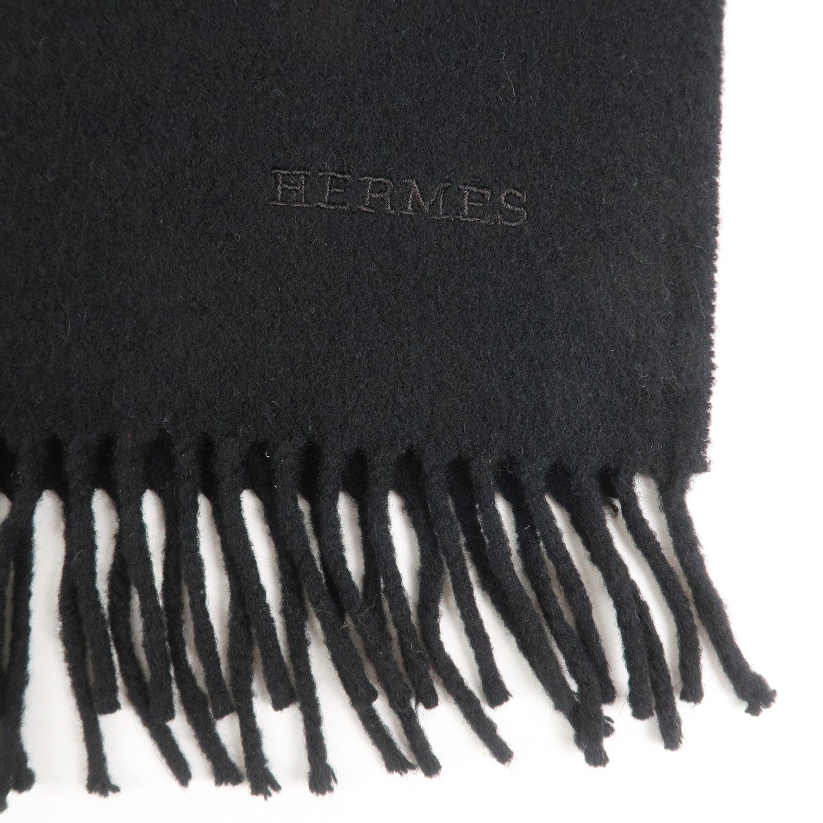 HERMES Cashmere 100% Scarf Stole Muffler Black