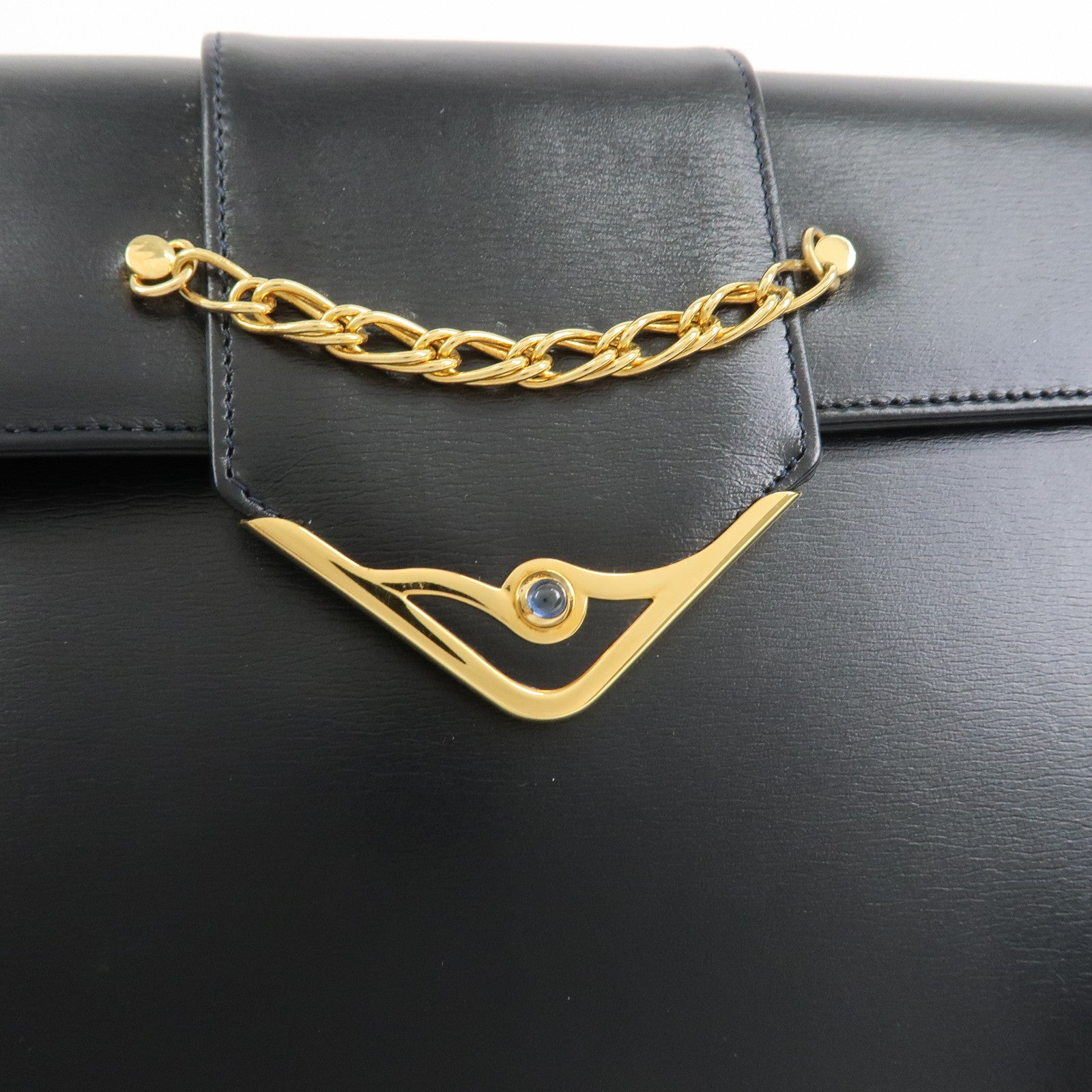 Cartier Sapphire Line Leather Sapphire Chain Shoulder Bag Black