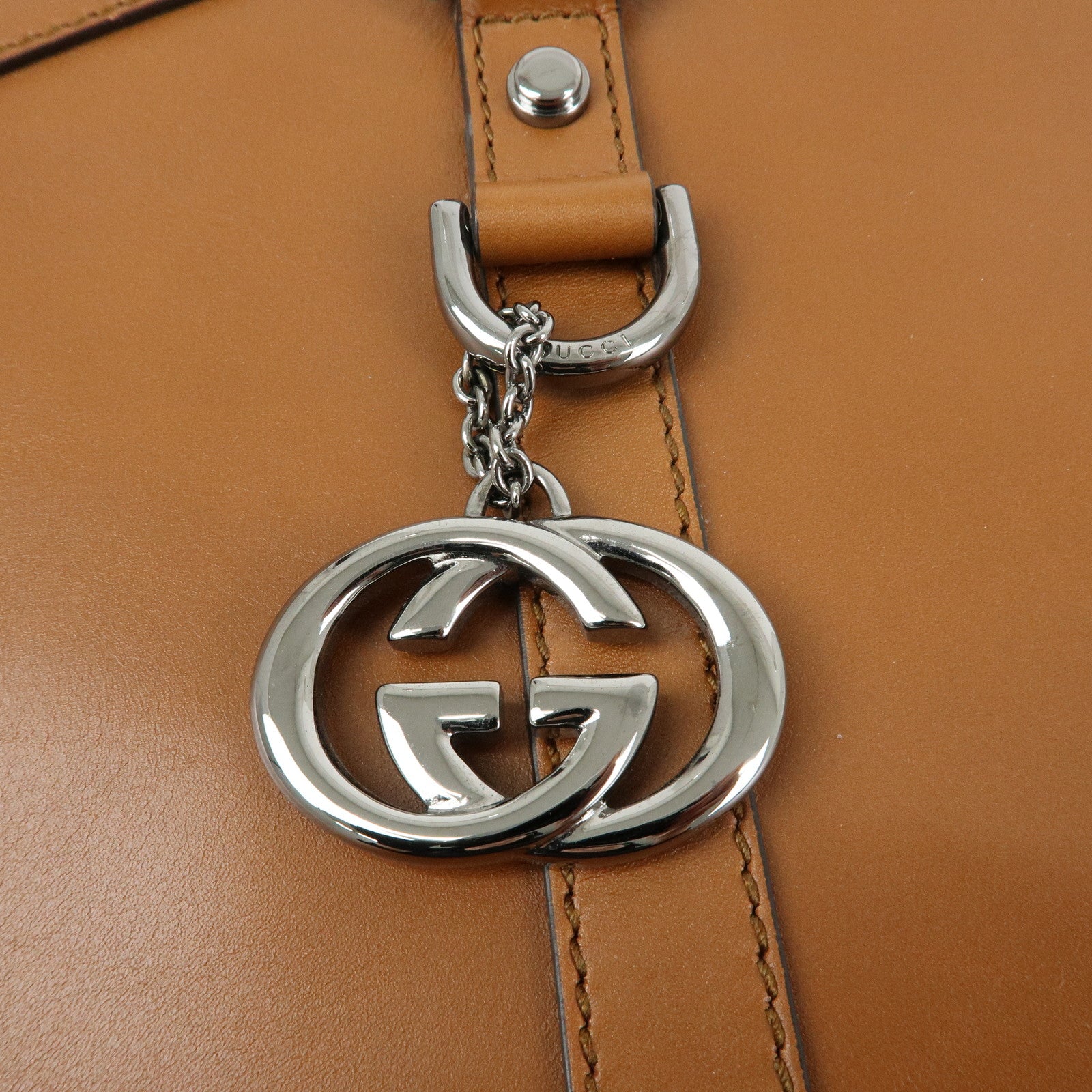 GUCCI Interlocking G Leather 2Way Hand Shoulder Bag Brown 341503