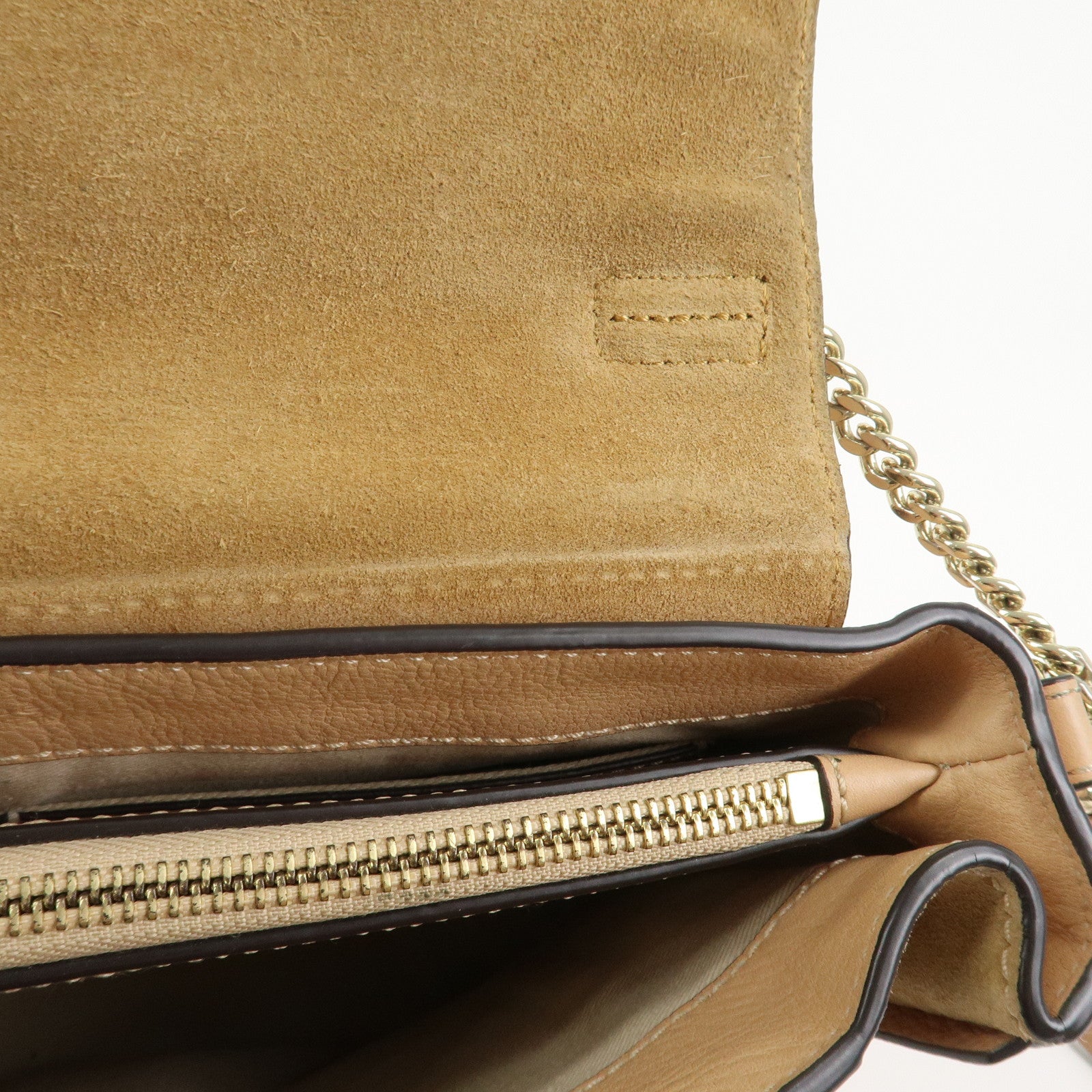 Chloe FAYE Leather Suede Hand Bag Pink Beige Gold