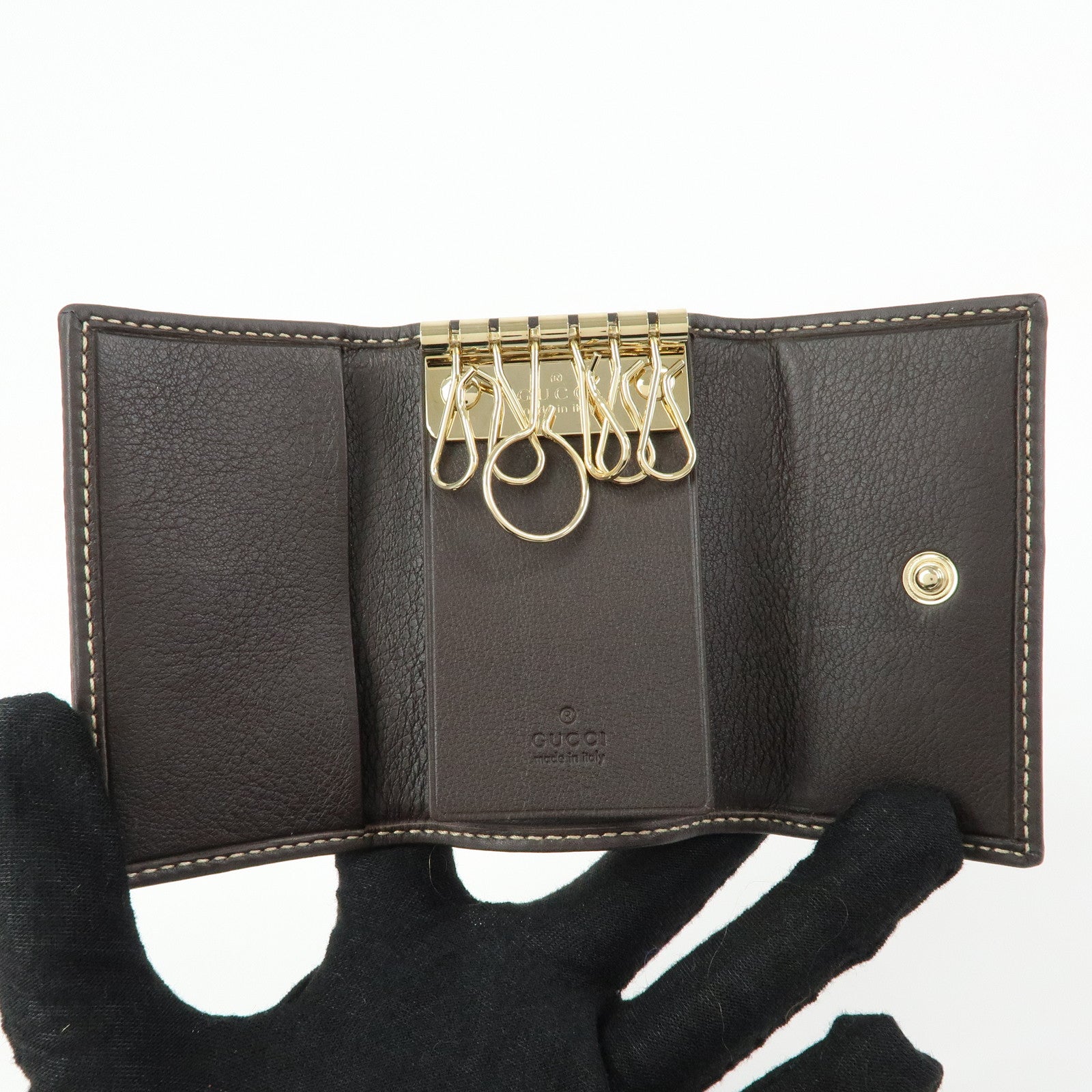 GUCCI Interlocking G Lovery Heart GG Canvas 6 Ring Key Case 257217